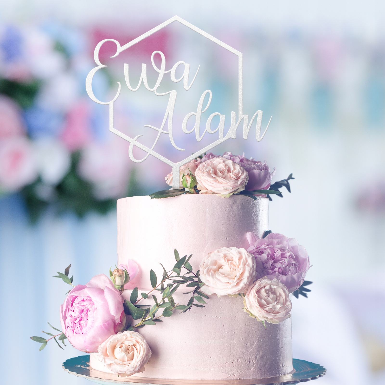 HEXAGON topper ślubny IMIONA WESELE złote LUSTRO Kod producenta Topper