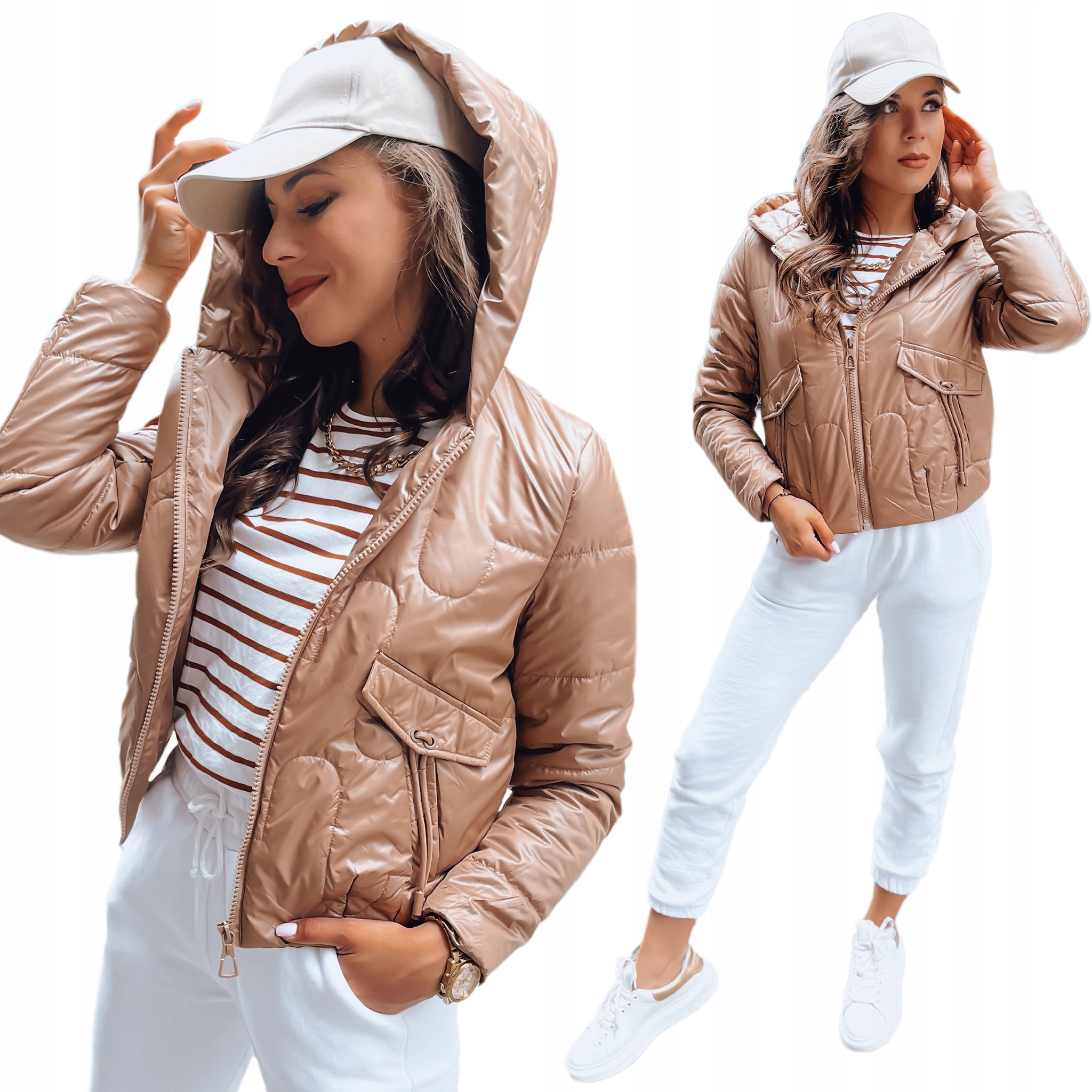 Kurtka Damska Pikowana Z Kapturem roz. XXL