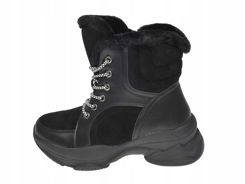 

Botki sneakersy trapery futerko F803-2 Black r.38