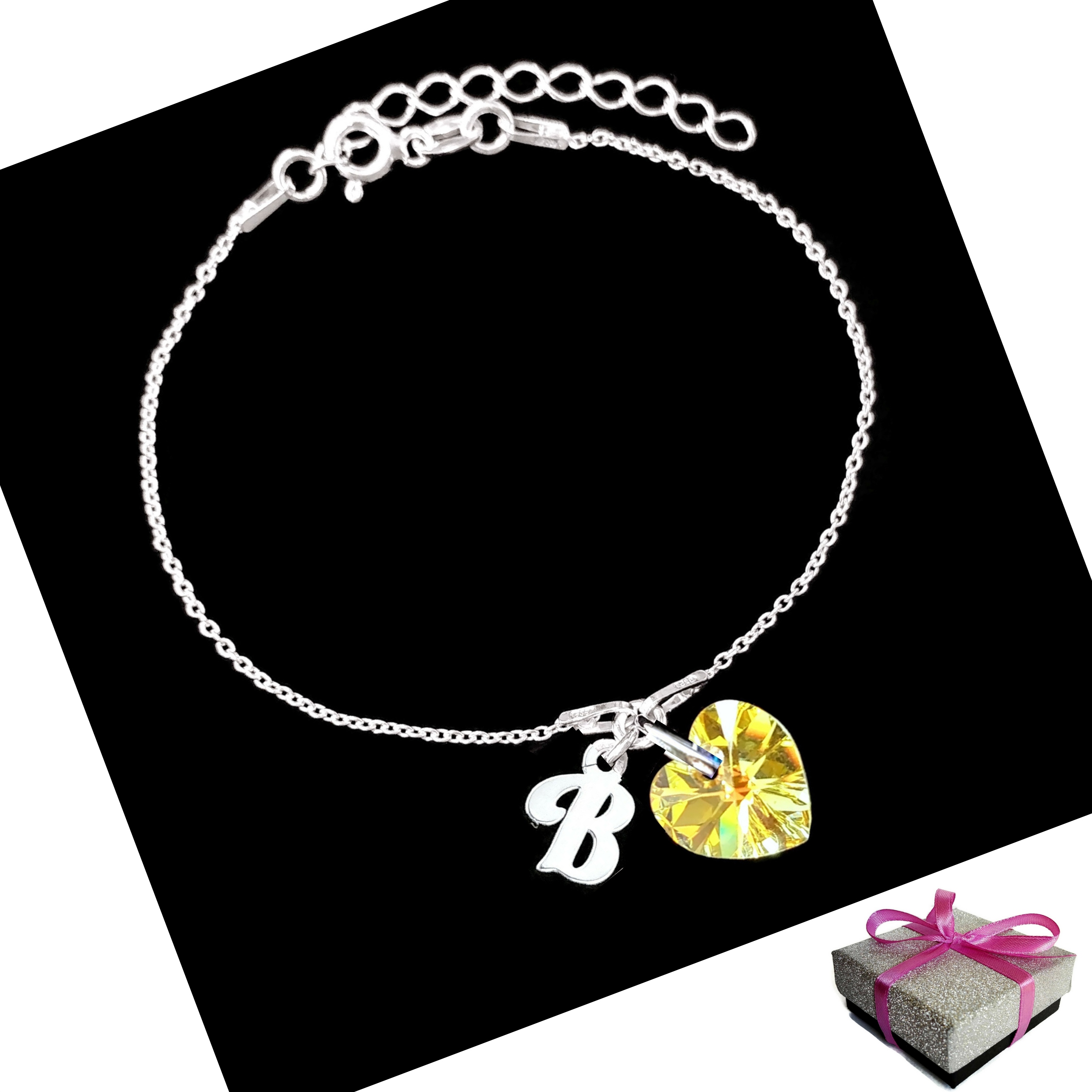 

Bransoletka Litera z Literą B Serce Swarovski 925