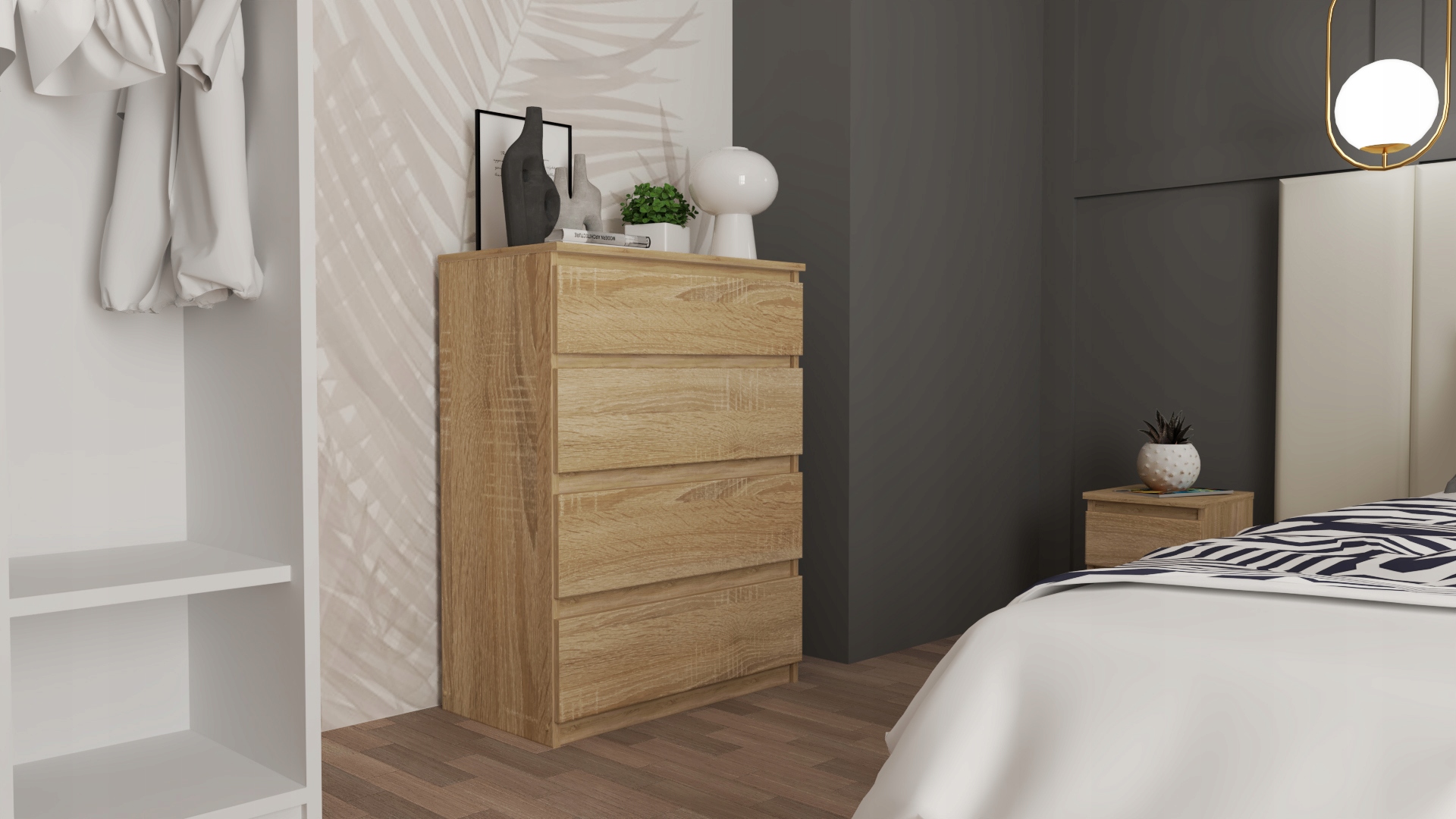 NOWOCZESNA komoda 4 szuflady szafka SONOMA Kolekcja komoda