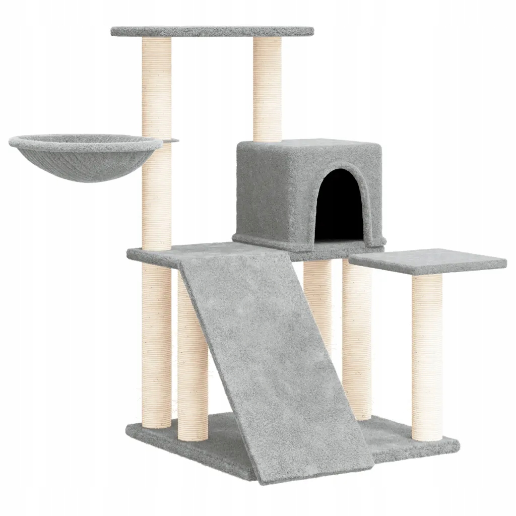 Levně vidaXL Škrabadlo pro kočky se sisalovými sloupky, světle šedé, 82 cm