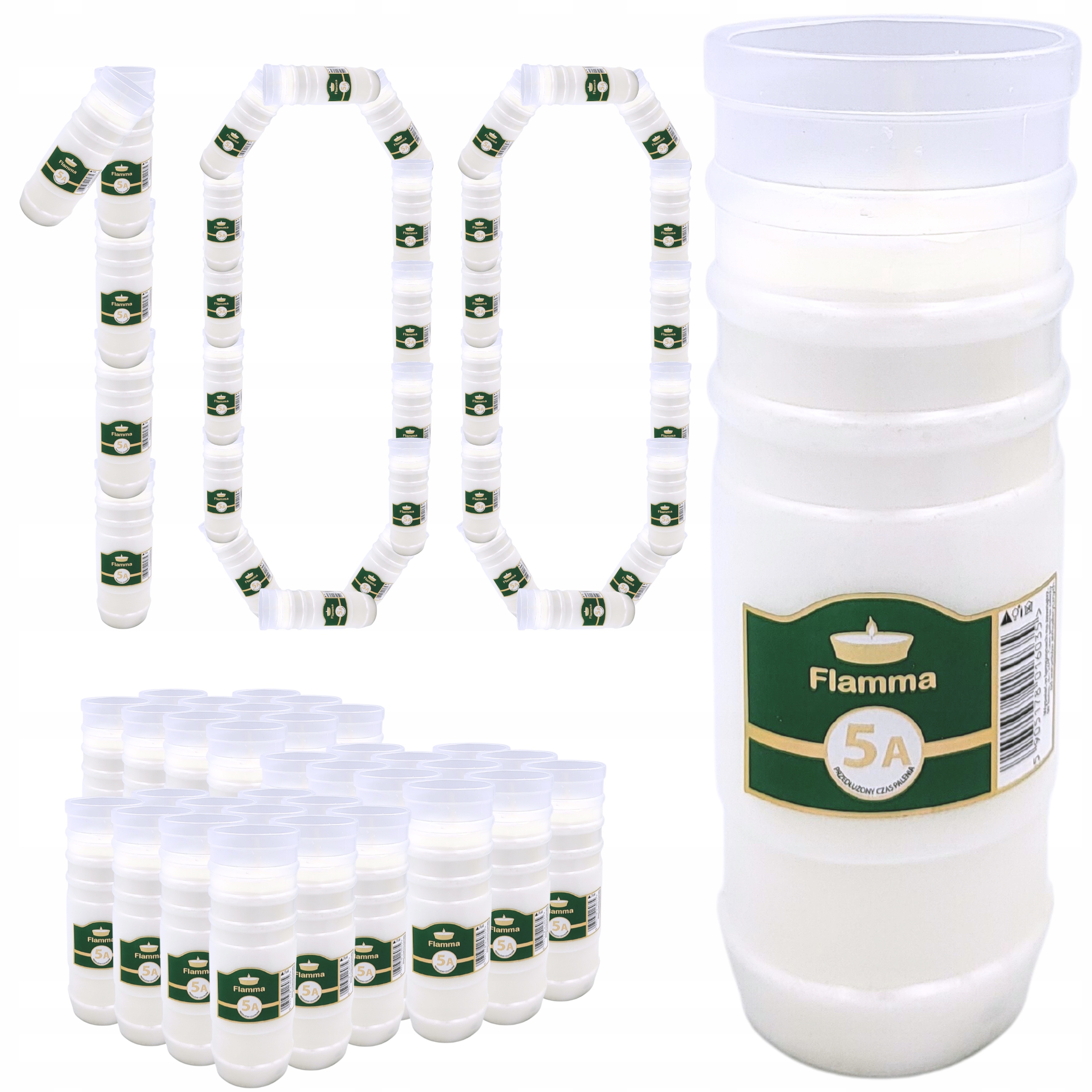 Parafínové vložky Univerzálne sviečky na hrob 5 dní 100 ks