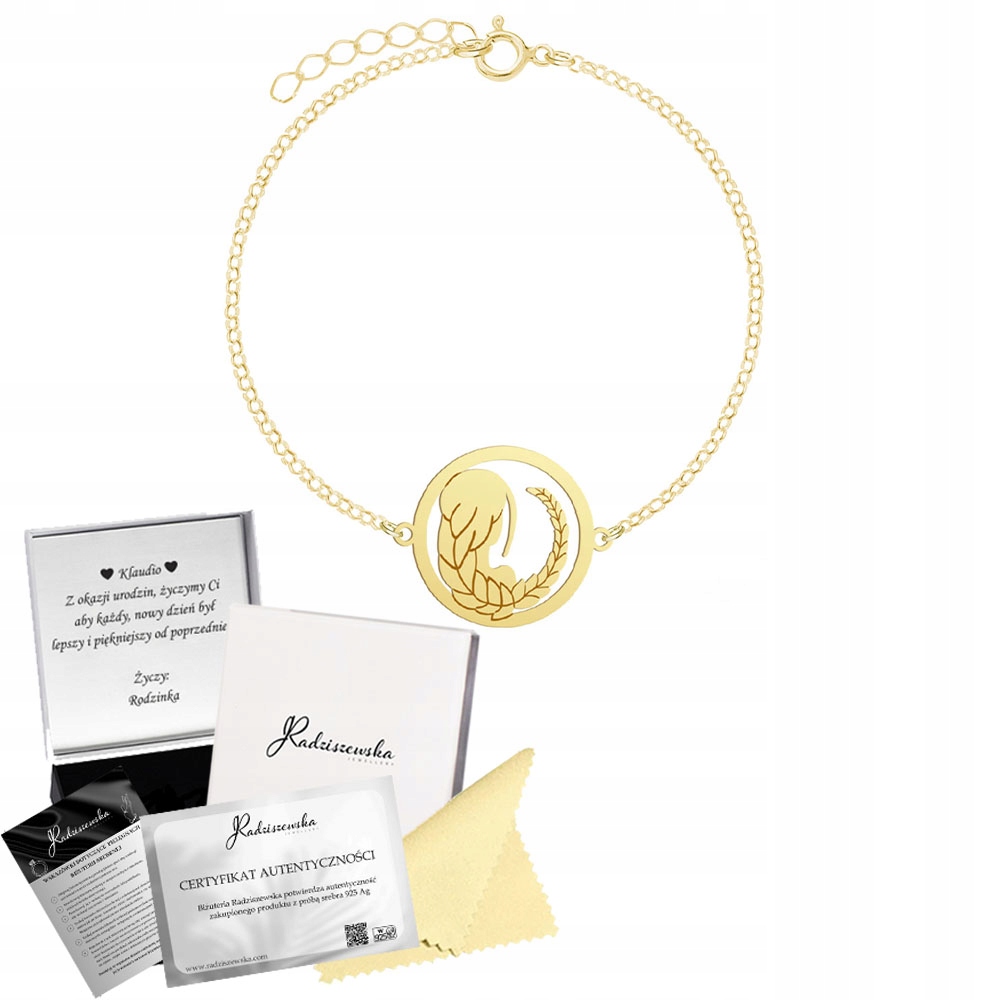 Zlatý náramek Znamení zvěrokruhu Panna Řetízek 925 Gravírování Dedikace Bonus