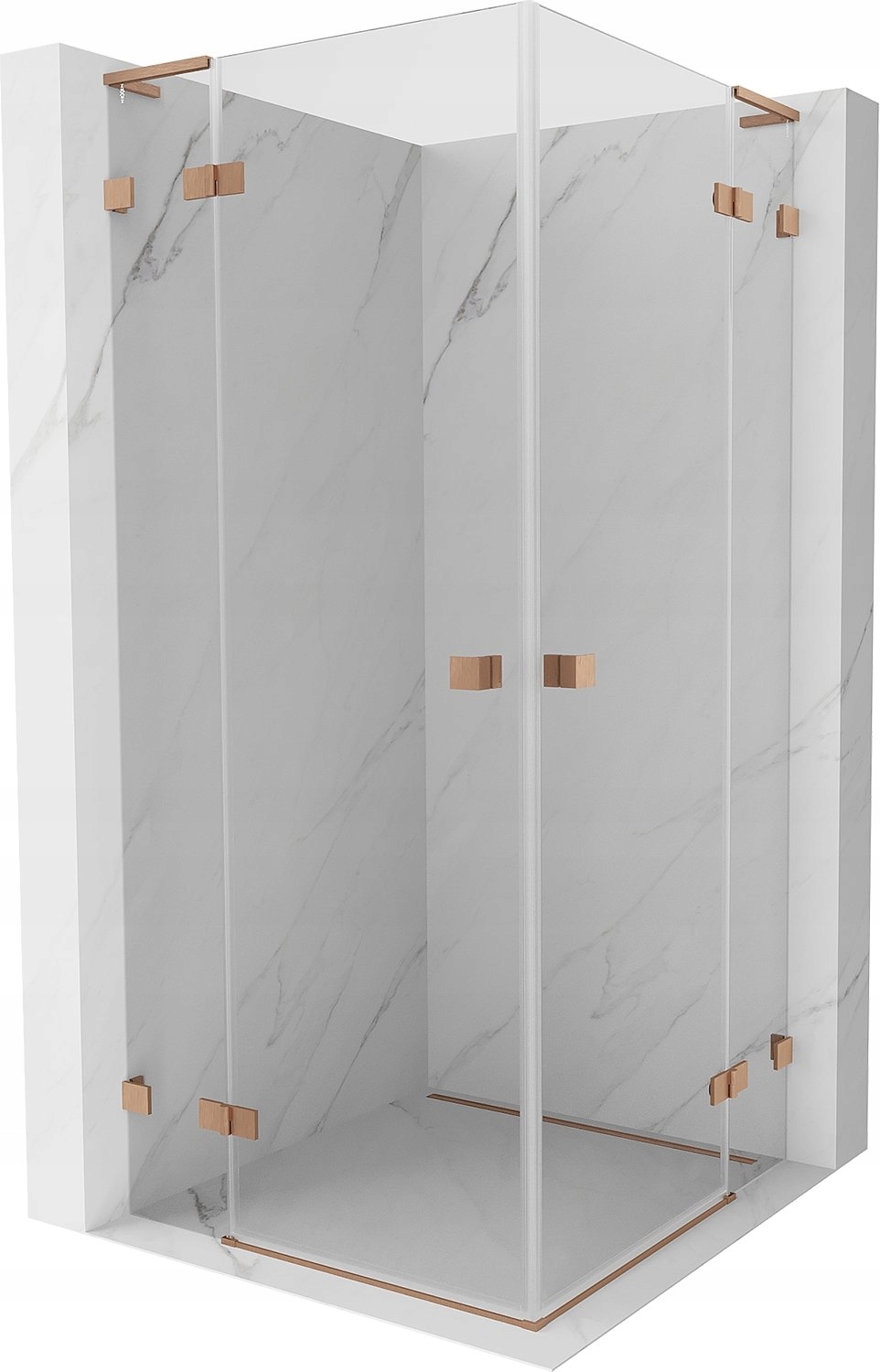 Mexen Lunar L Duo Kabina Prysznicowa 115X115 CM Transparent Miedź Szczotka