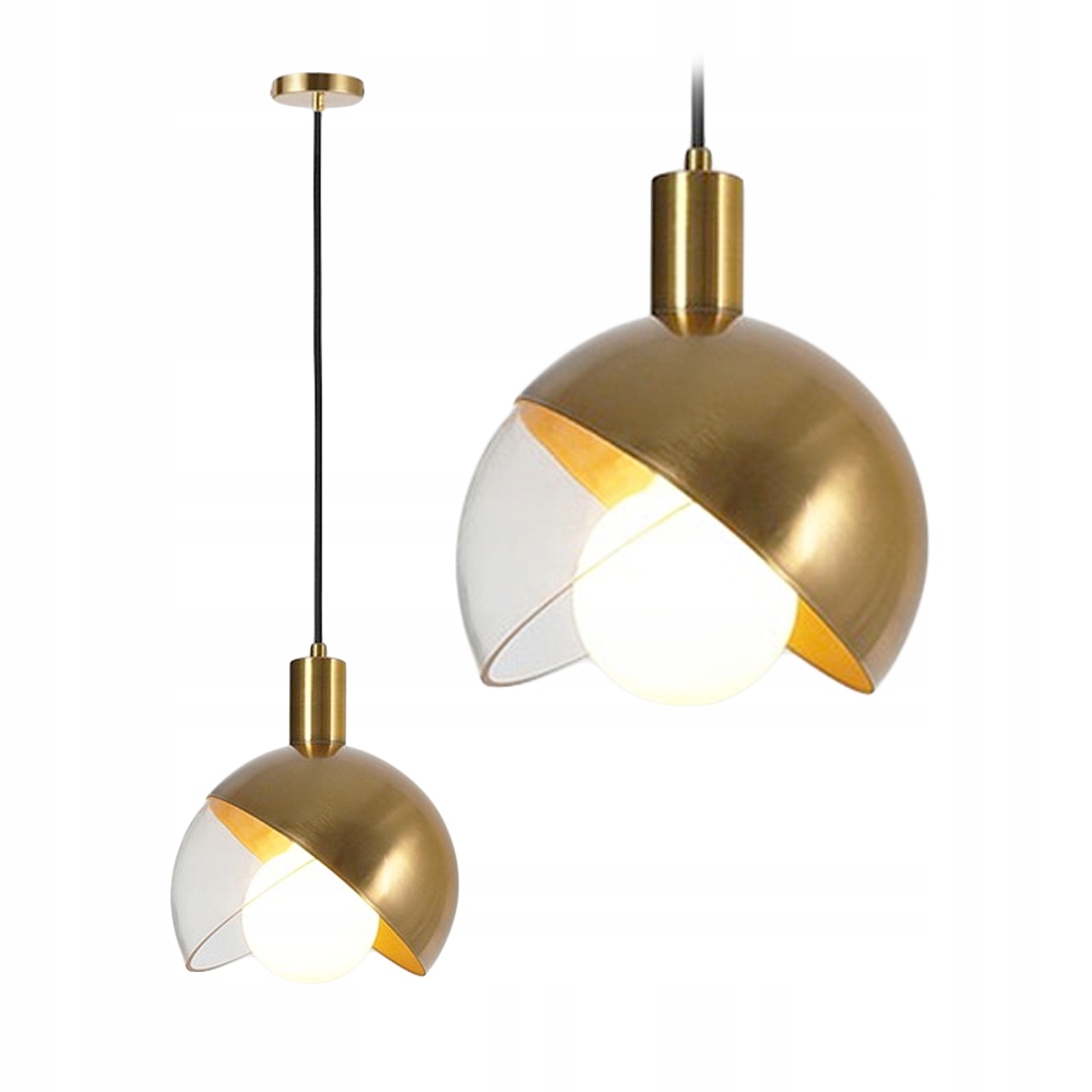 

Lampa Sufitowa Wisząca Szklana Metalowa Złota Gold