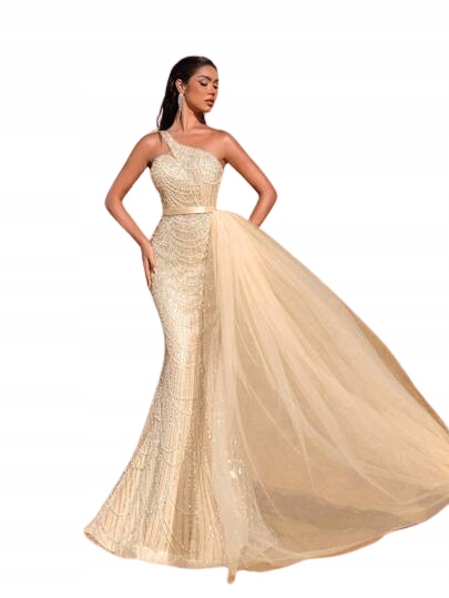 Shein Šaty Béžové Flitrové Maxi Koktejlové S 1JJ