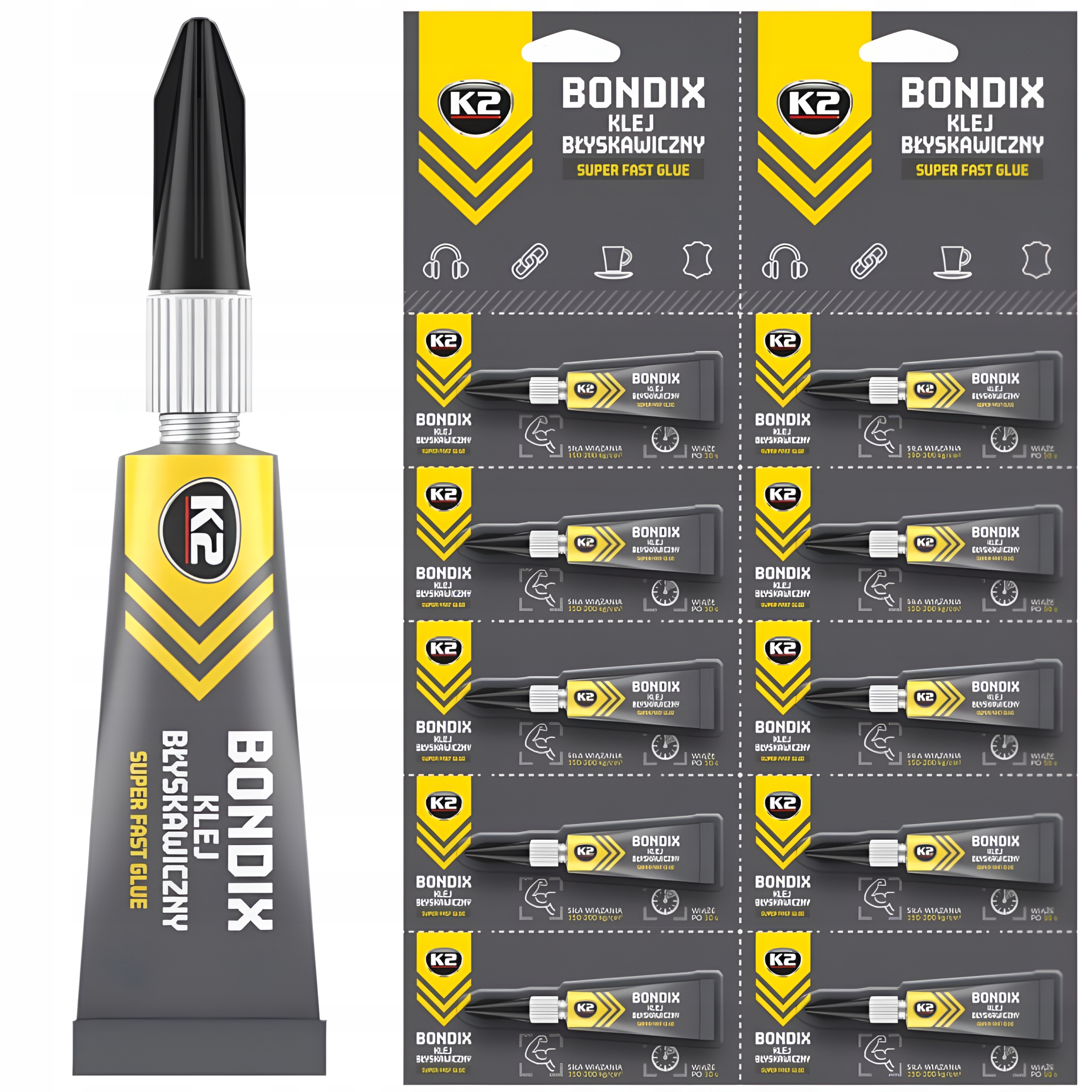 10 X K2 Bondix 3G Klej Błyskawiczny Szybkoschnący Glue Cyjanoakrylowy Mocny