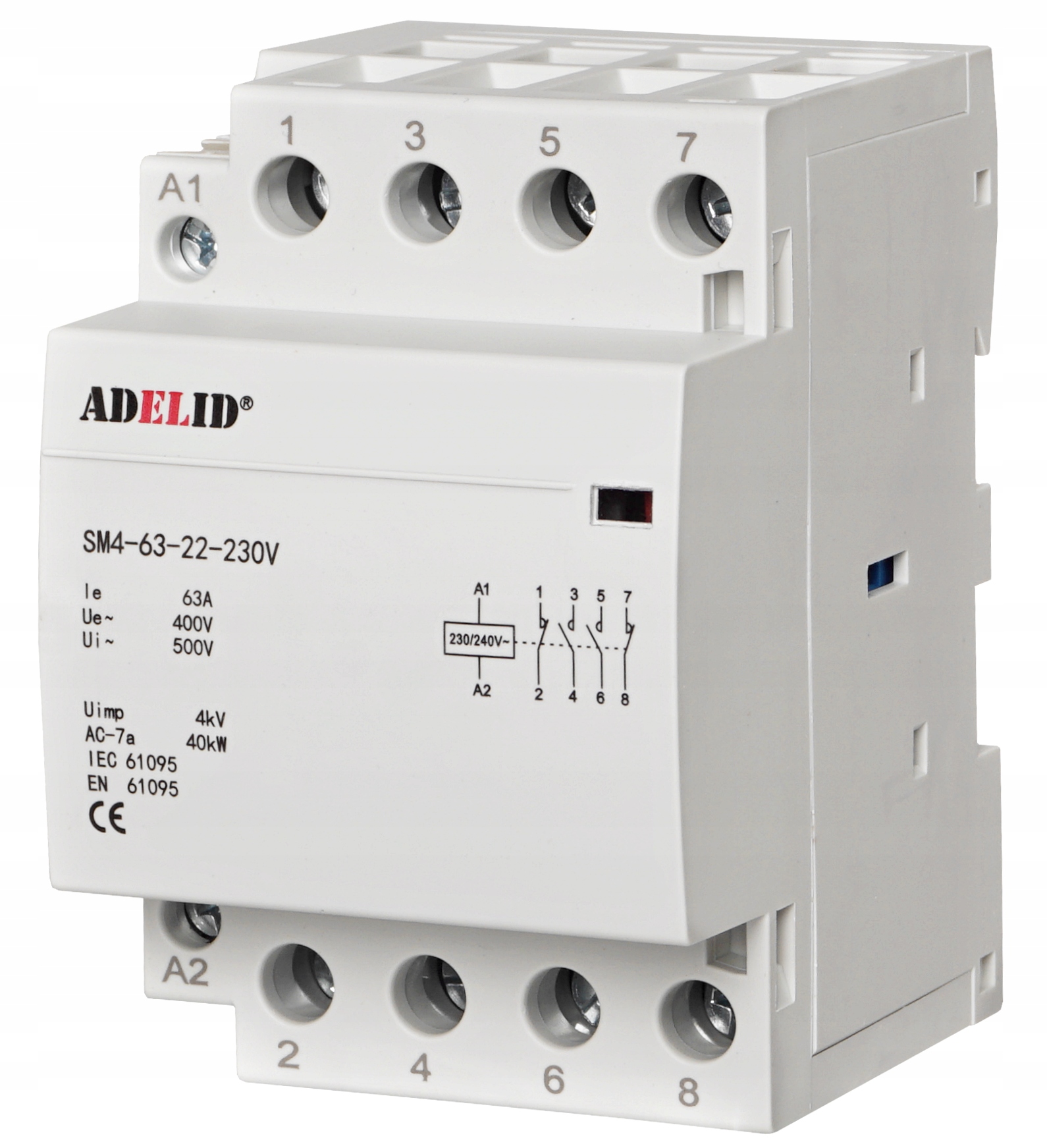 

Stycznik Modułowy 63-22 230V 63A 3-FAZ 40A 2NO 2NC