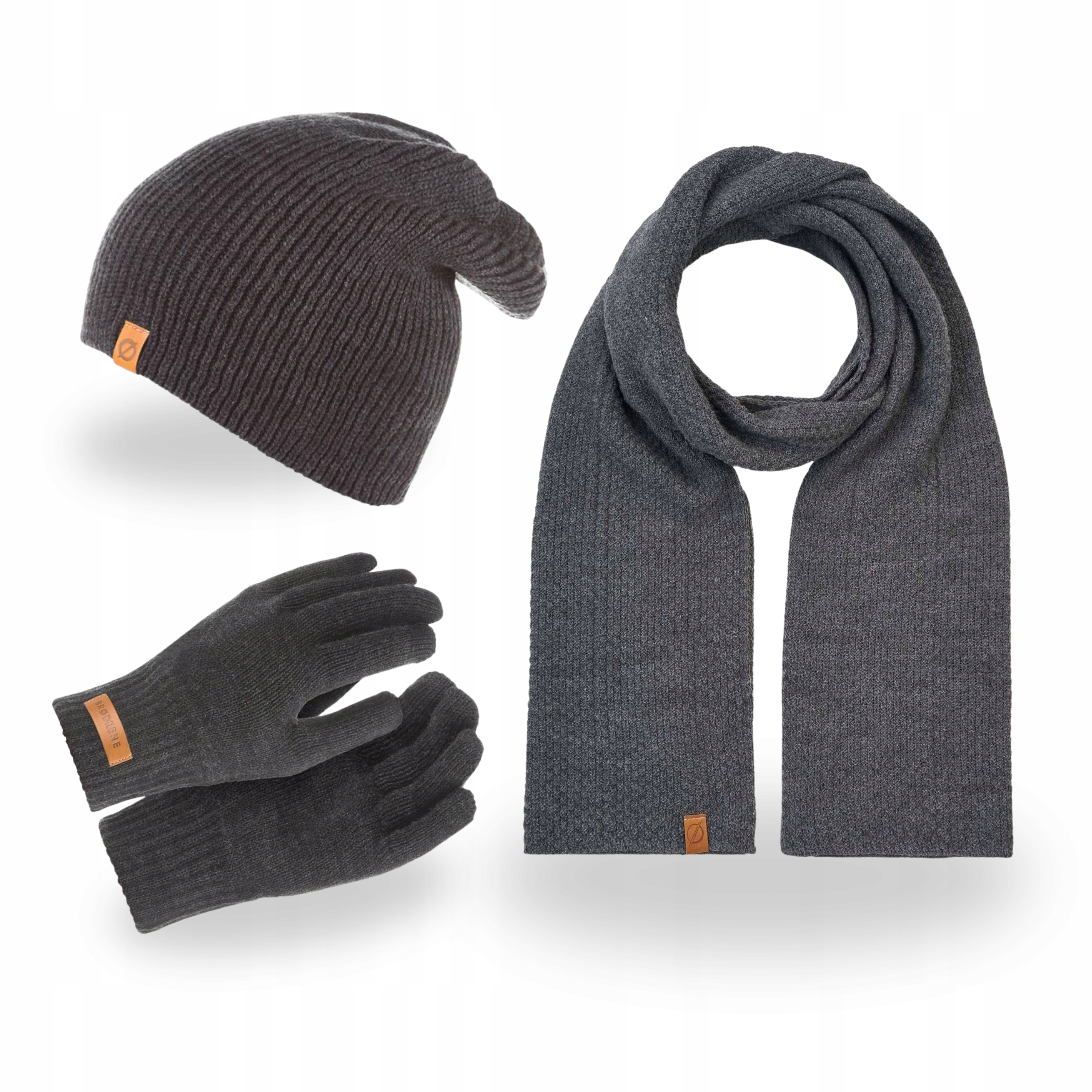 Pánský set Čepice Šmoulinka Dlouhý šátek Rukavice Brodrene Tmavě šedá