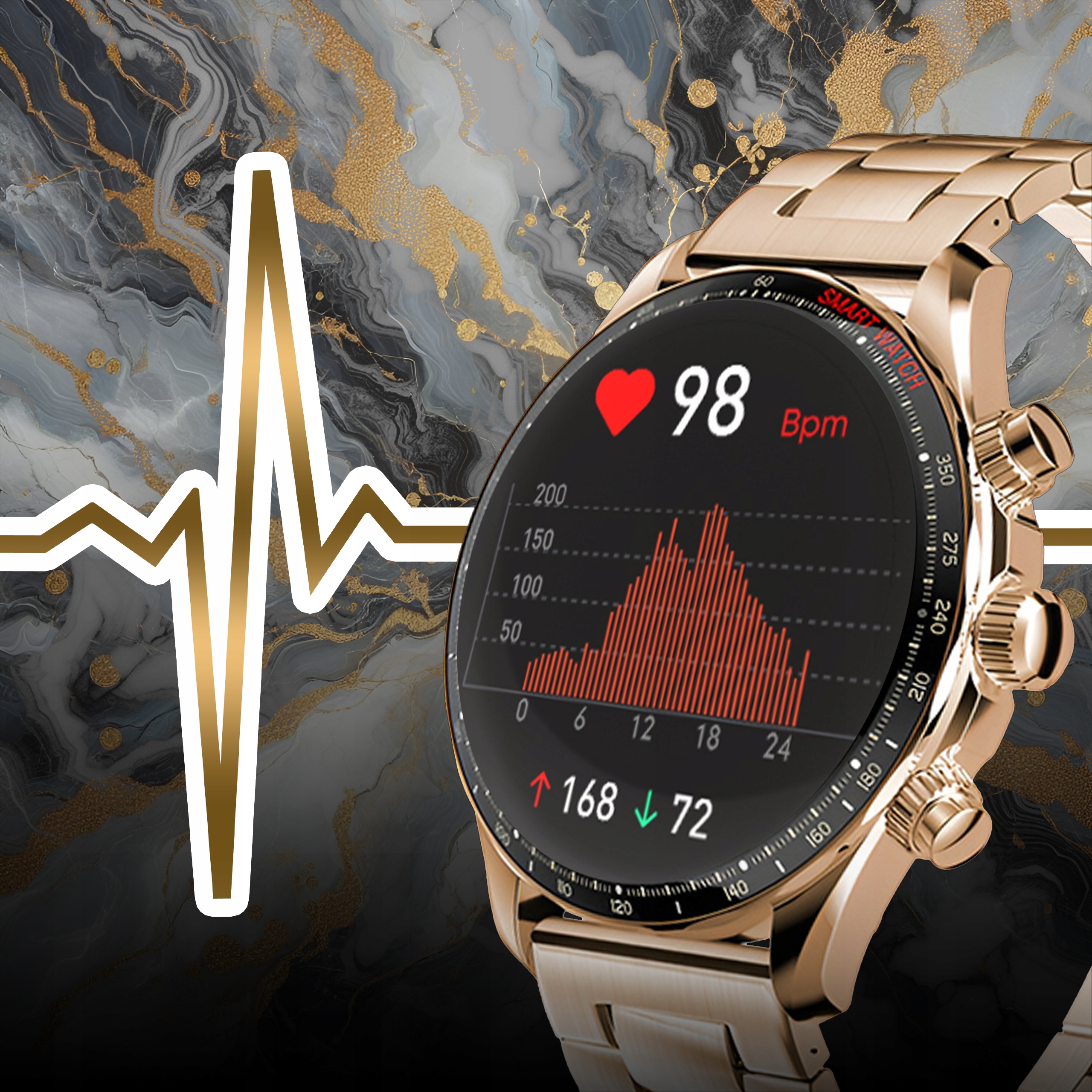 SMARTWATCH ZEGAREK MENU MĘSKI GOLD ROZMOWY POLSKIE SPORT AMOLED SMART WATCH Transmisja danych brak