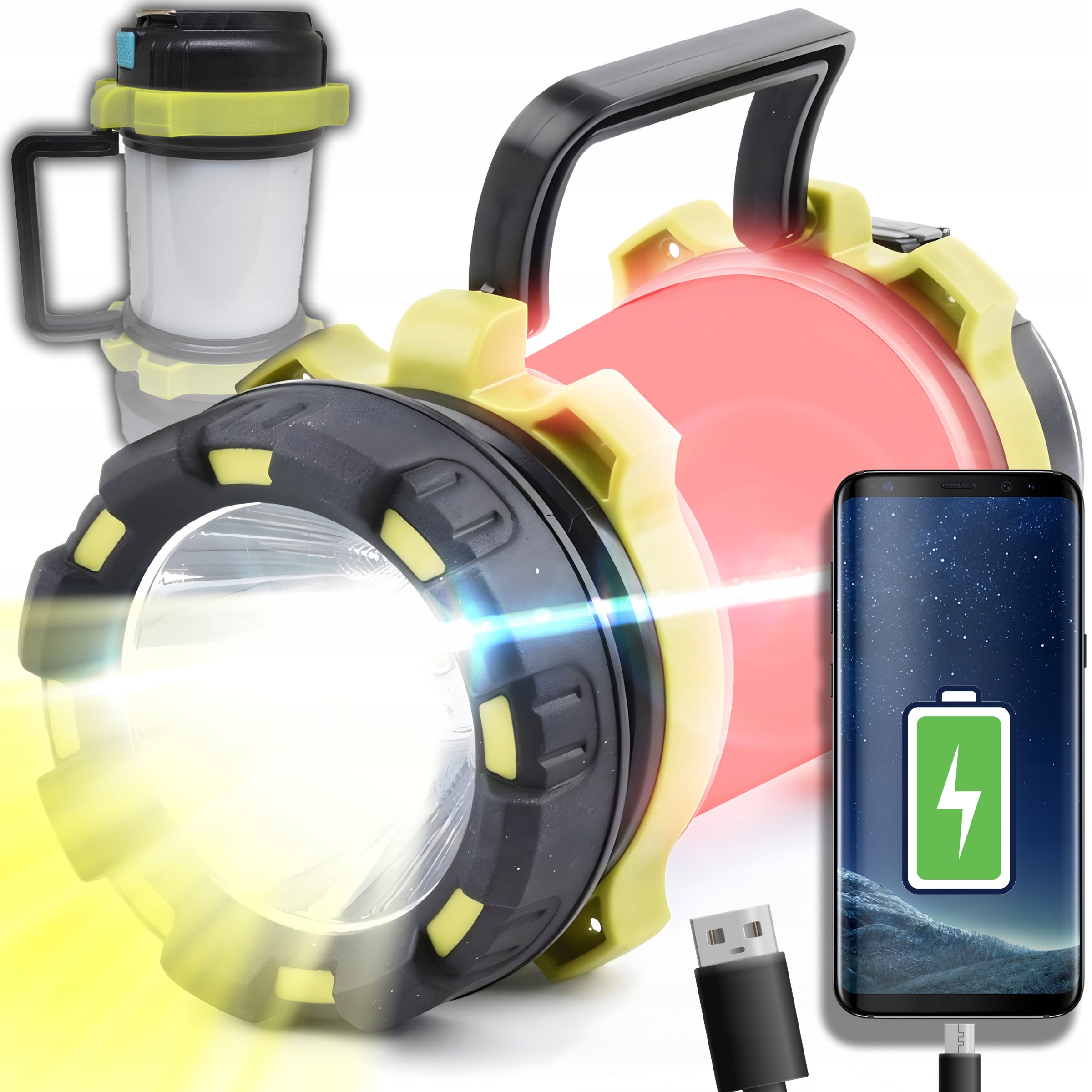 МОЩНЫЙ СВЕТОДИОДНЫЙ ФОНАРЬ ДЛЯ МАСТЕРСКОЙ, ВОЕННЫЙ ПЕРЕЗАРЯЖАЕМЫЙ USB-СВЕТИЛЬНИК С ДЕРЖАТЕЛЕМ