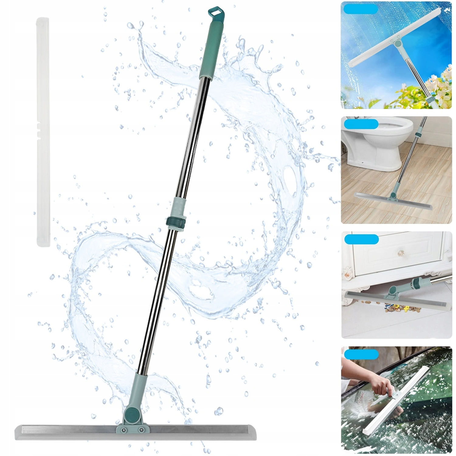 Levně 122 CM Stahovák Na Podlahy Z Gumy Teleskopická Tyč