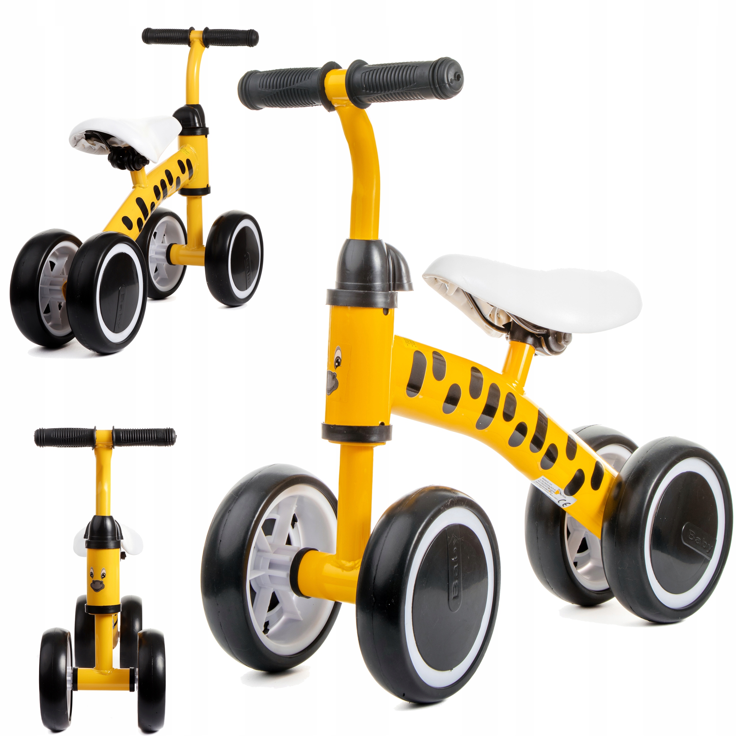 

Żółty rowerek biegowy dziecięcy, jeździk na roczek