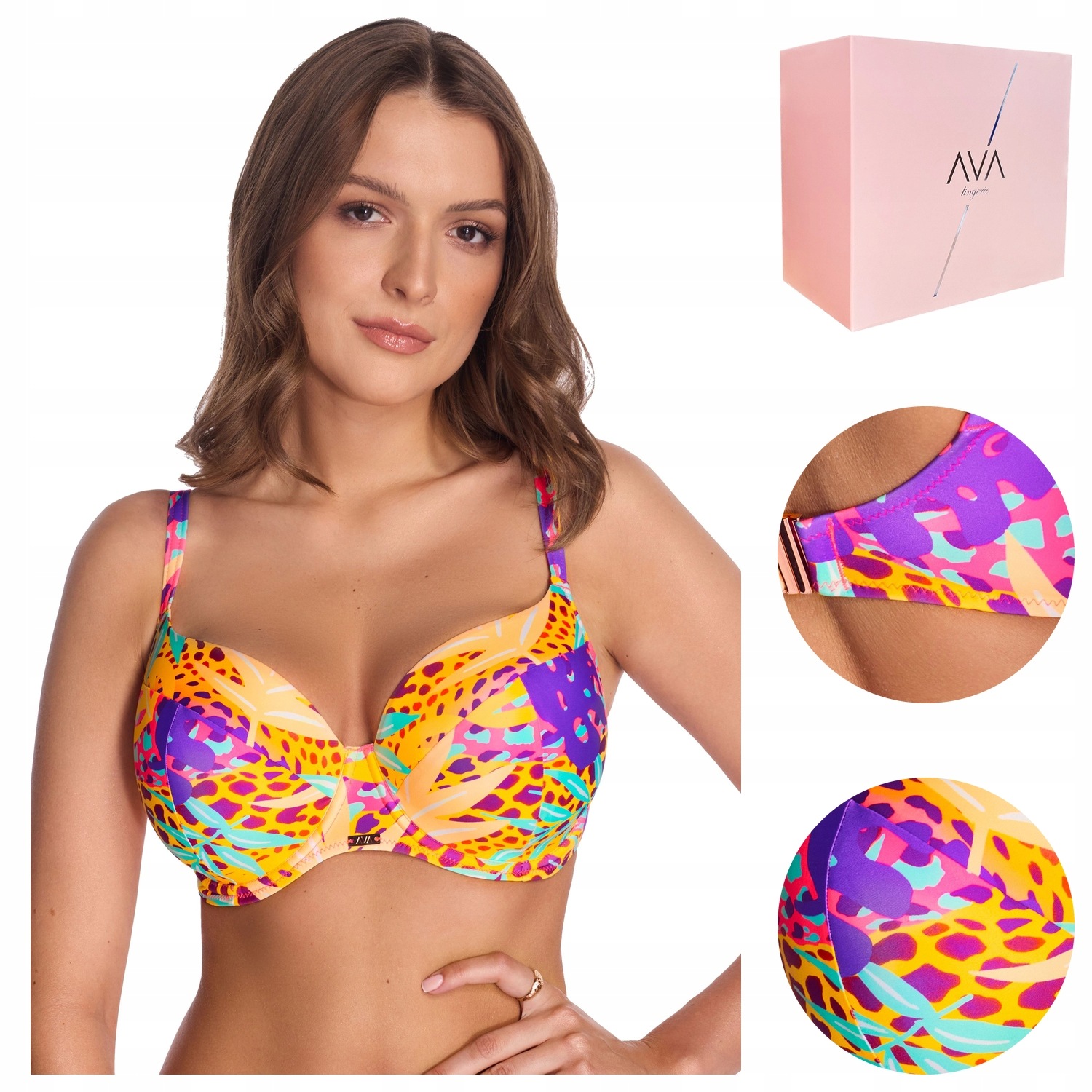 Plavková podprsenka Ava Sk 240 jungle pop vyztužená mix 75H