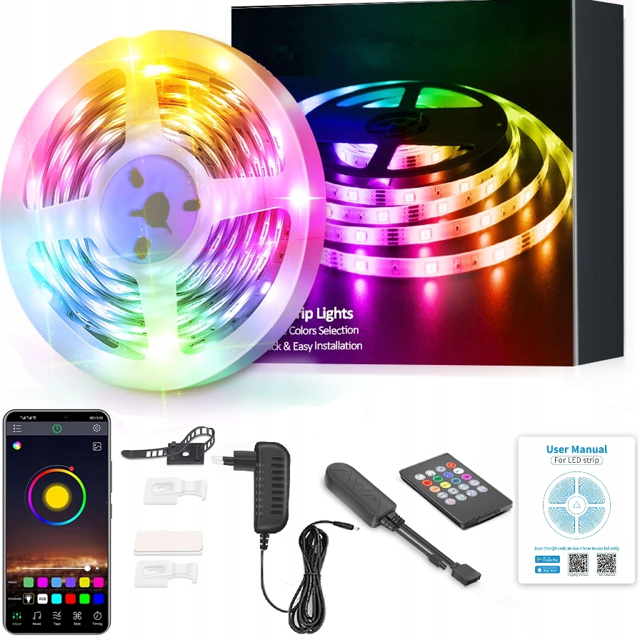 

Taśma Led 5M Rgb Aplikacja Bluetooth Muzyka Pilot