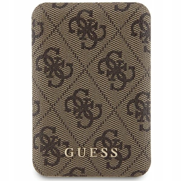 Guess Indukčná powerbanka 15WGUPB5FP4EMGW 5000mAh hnedá/brown 4G Leather