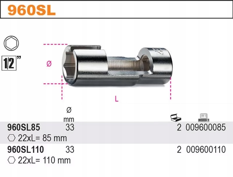 Nasadka do sondy lambda otwarta z gniazdem 1/2" 85mm Marka Beta