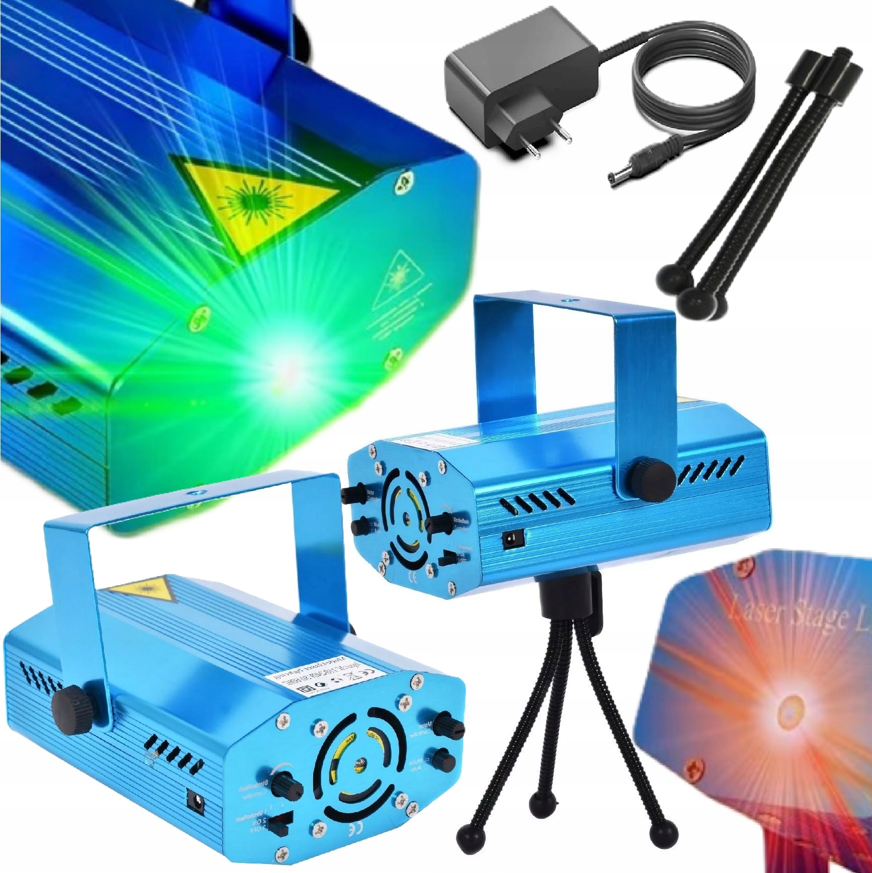 Projektor LASEROWY Dyskotekowy LASER Disco Stroboskop Światła LED RGB