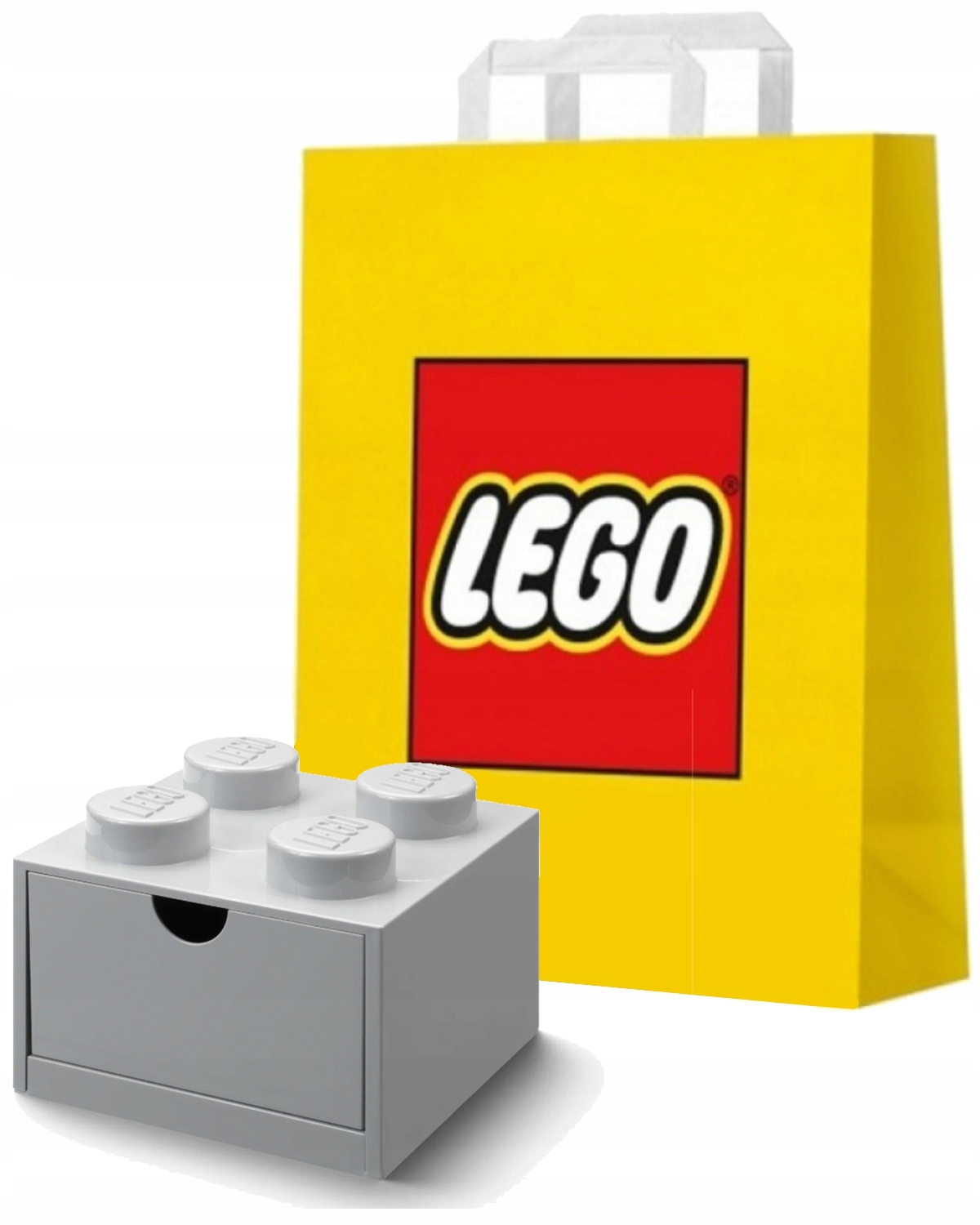 Lego Pojemnik Z Szufladą Na Biurko Brick 4 Klocek Pudełko Szary Torba