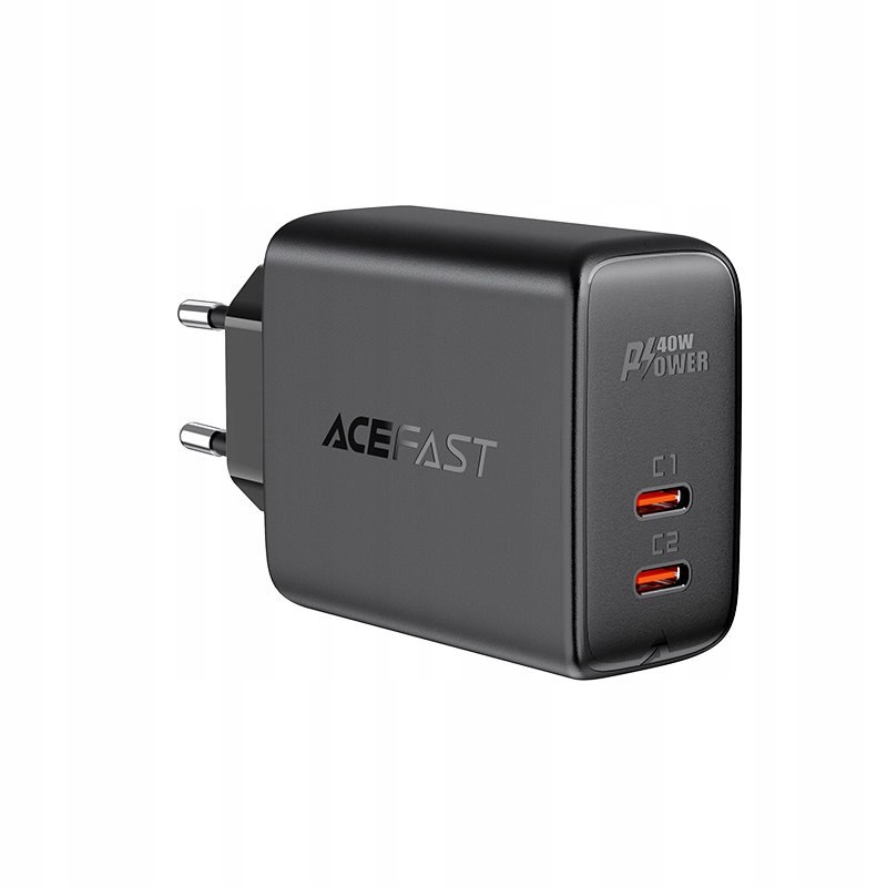 Ładowarka sieciowa 2x Usb-c 40W Pps Pd Qc 3.0 Afc Fcp czarny
