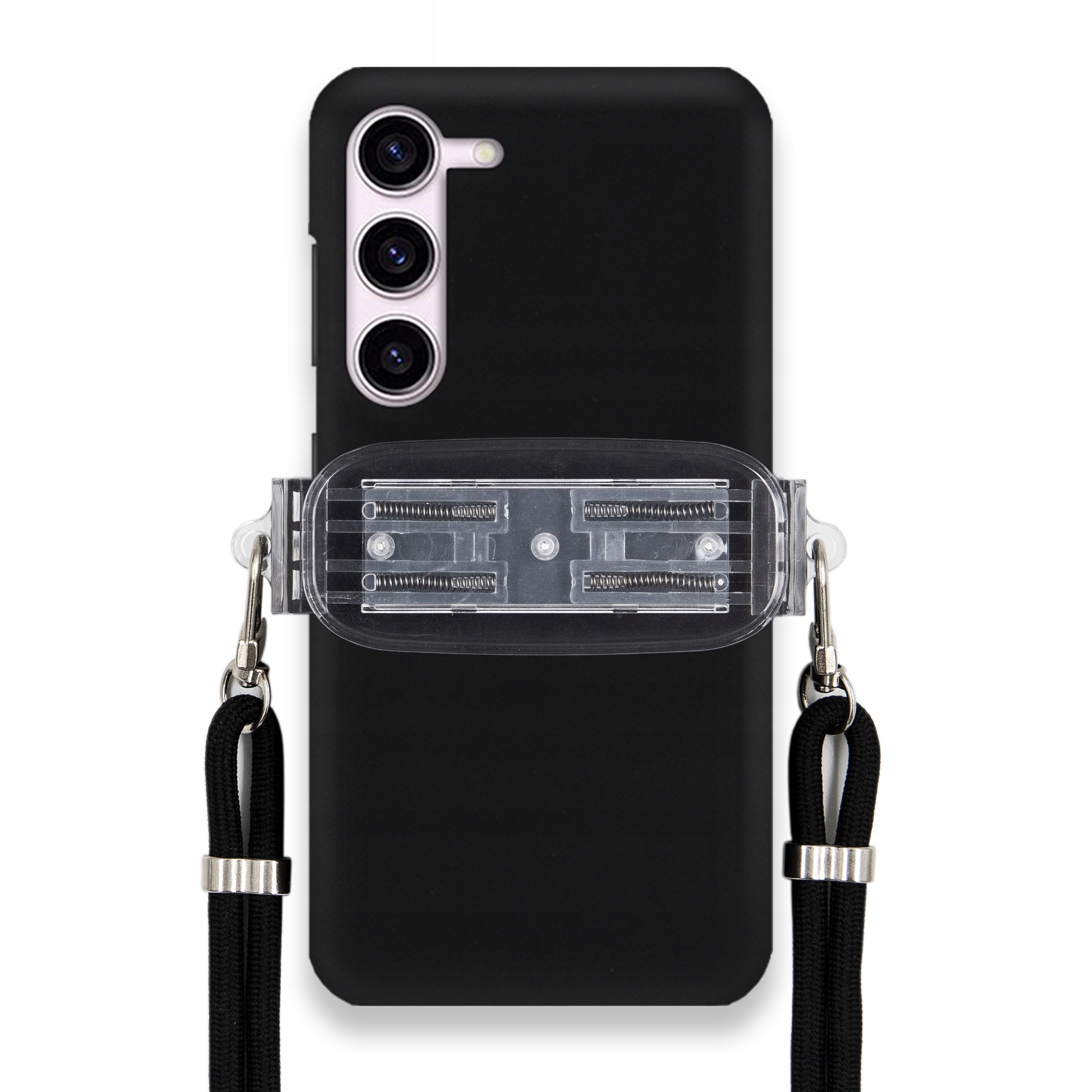 Puzdro Pre Samsung S23 Smooth Case Ochrana Univerzálny Držiak Čierna Šnúrka