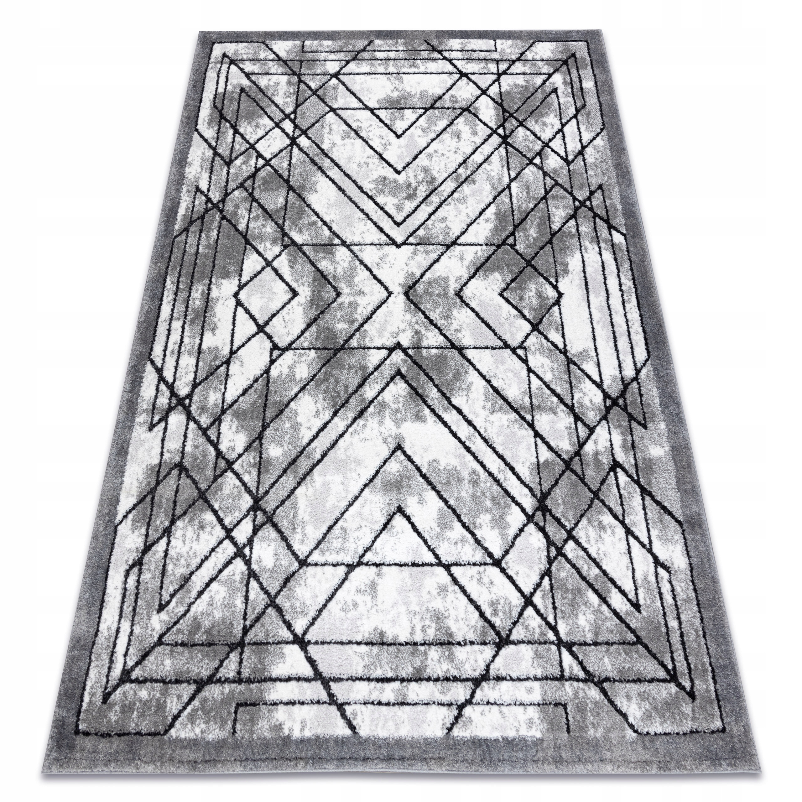 Dywan Dwupoziomowy 240x330 Geometryczny siwy #O447