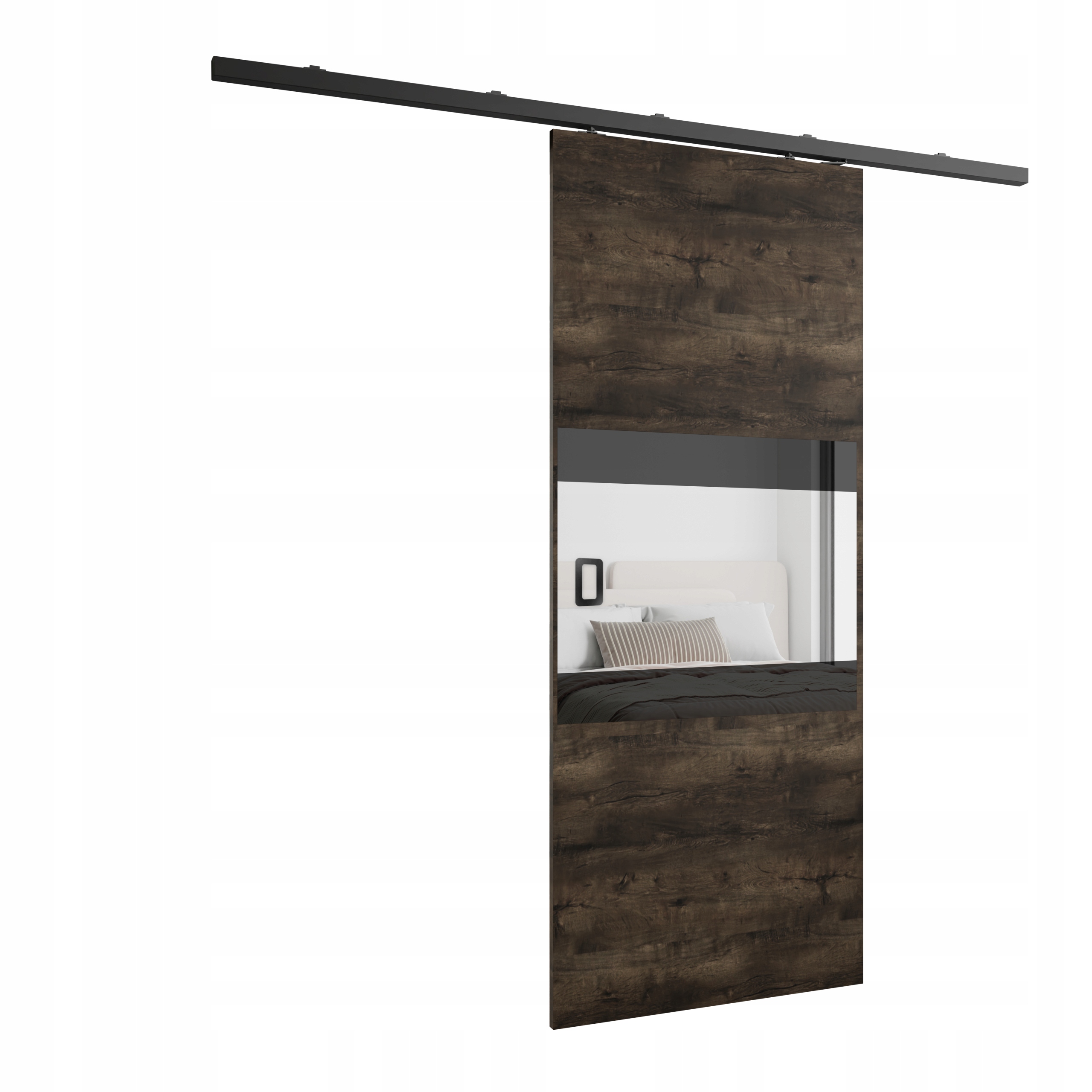 Posuvné nástěnné dveře HS-45 Dori 60 jasan tmavý zrcadlo