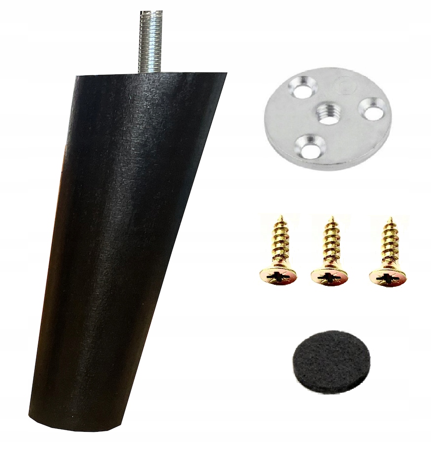 NOGI NÓŻKI DREWNIANE CZARNY MAT SKOŚNE 12CM C4