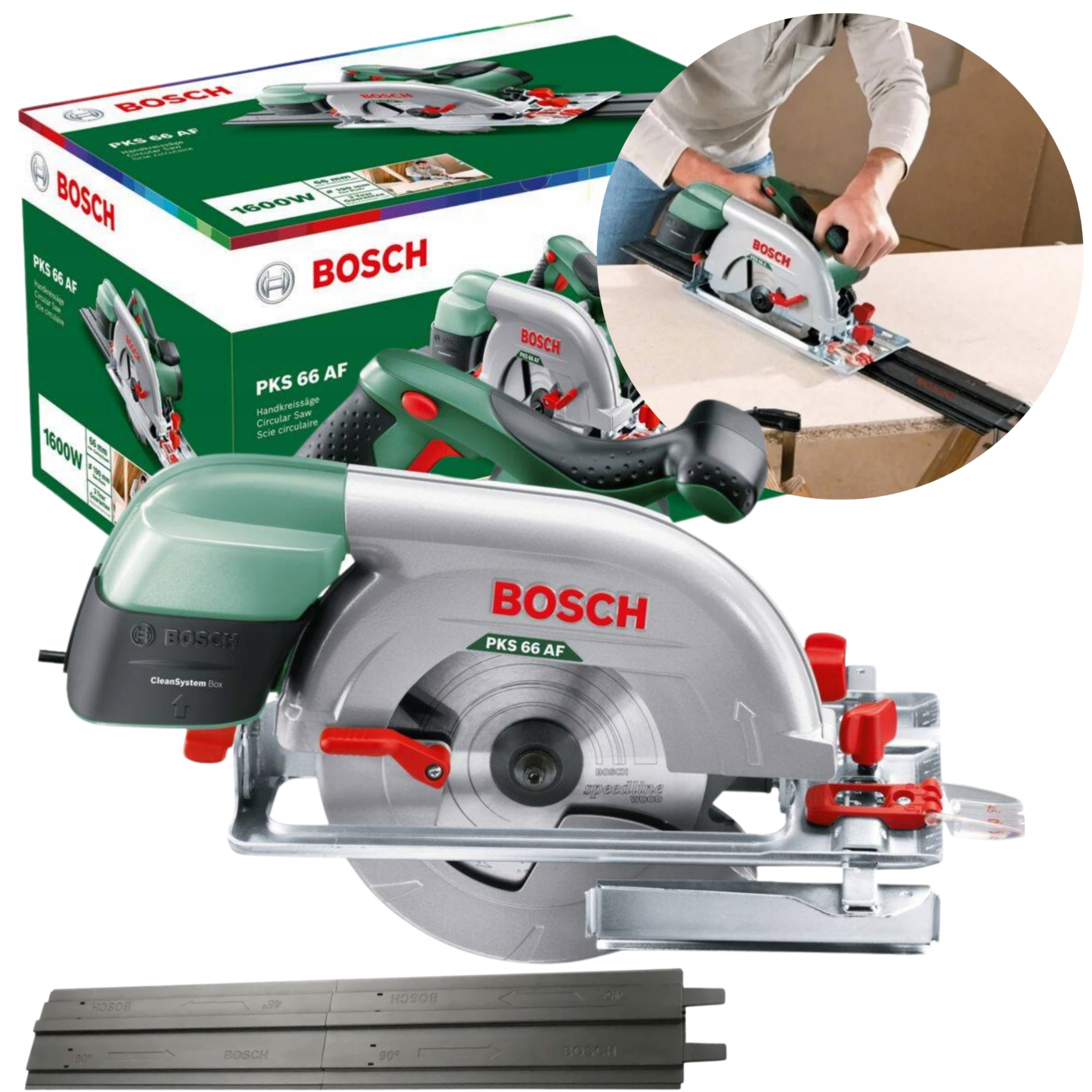 Bosch Pks 66 Af 190mm 1600W Piła Pilarka Tarczowa Szyna Prowadząca 105cm