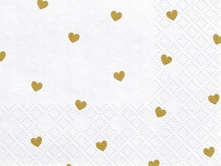 Serwetki Serca, biały, 33x33cm Kolor biały