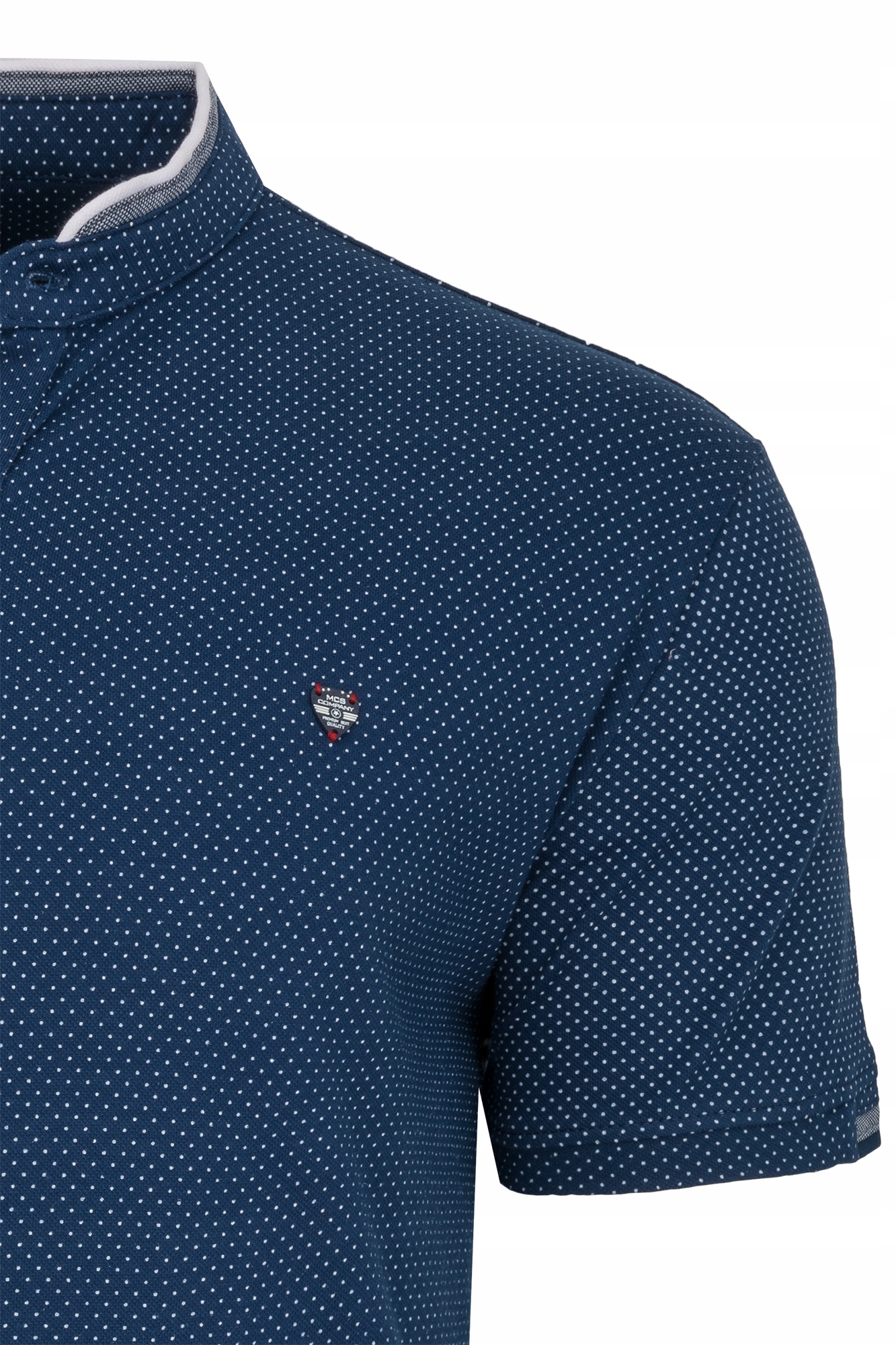 KOSZULKA MĘSKA T-SHIRT STÓJKA NIEBIESKA WZORY L Model P801