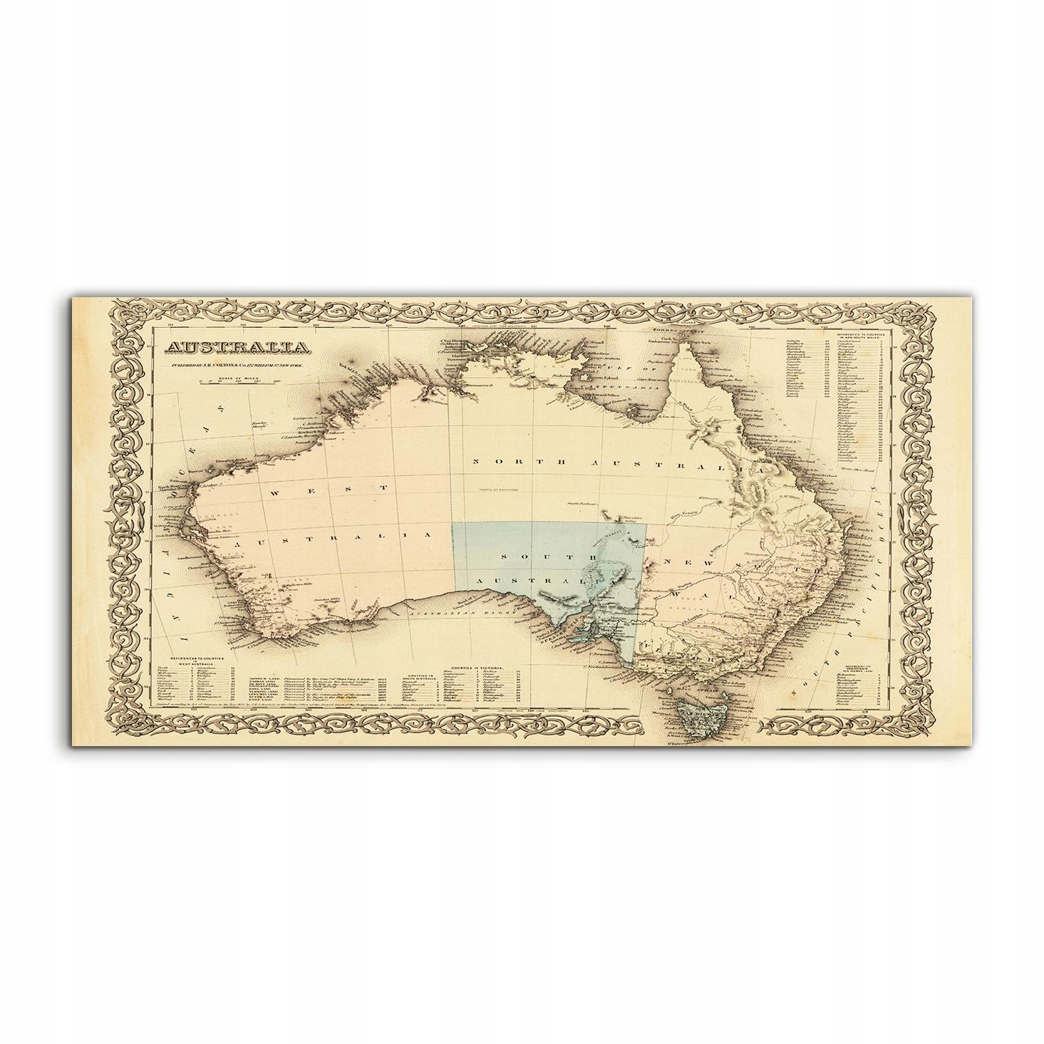 Fotoobraz 120x60 na stenu Mapa Austrália Vintage