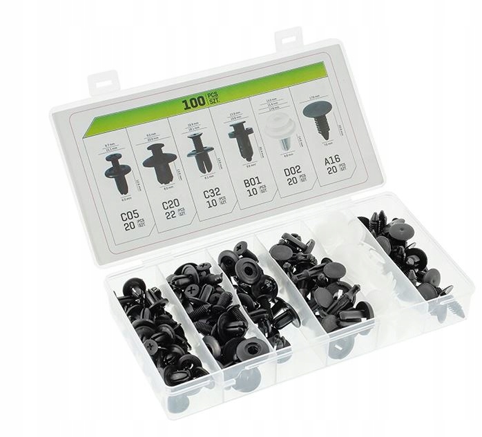 ZESTAW SPINEK KOŁKÓW SAMOCHODOWYCH SPINKI 100 SZT