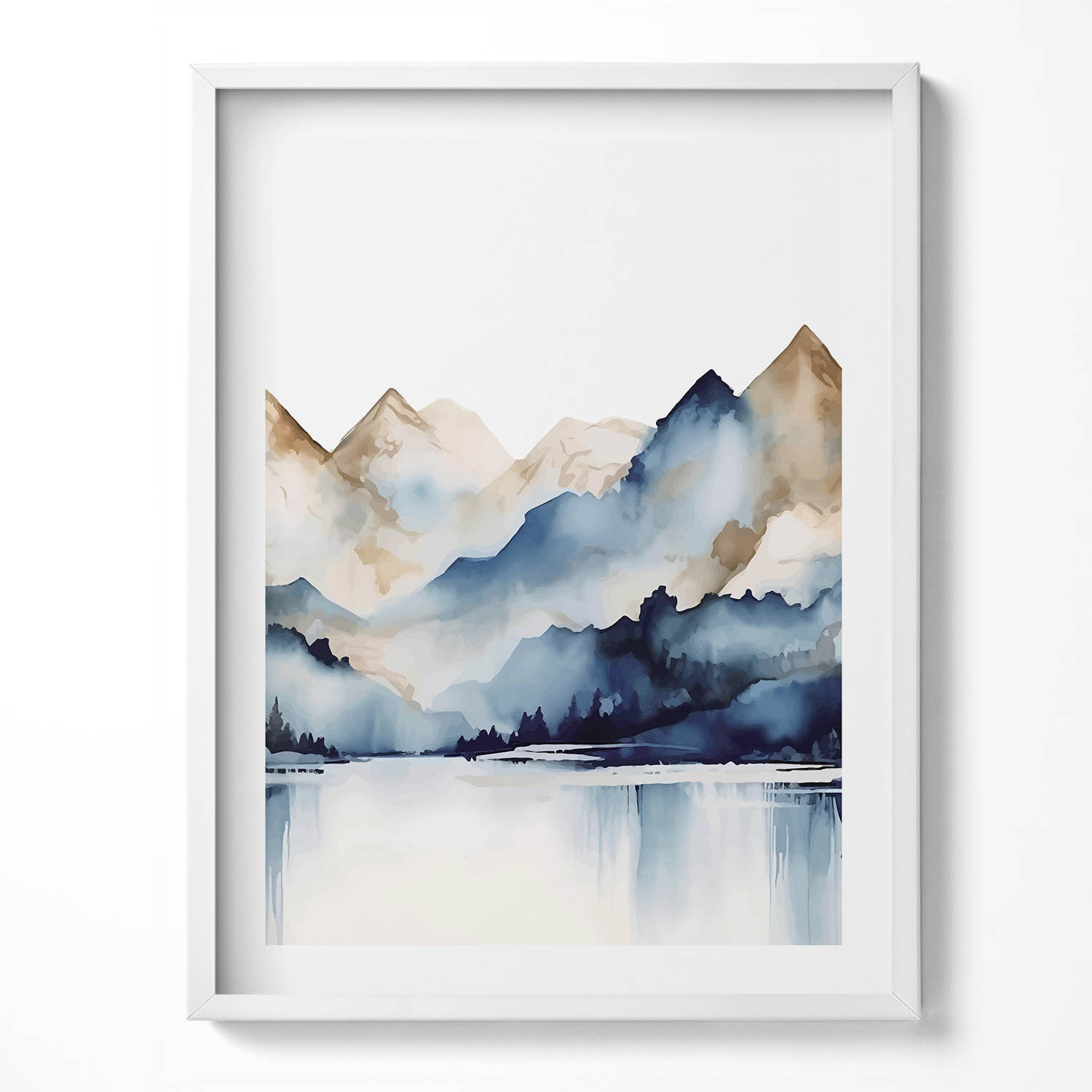Dekorace obraz v rámu na zeď Akvarijní krajina hor a jezera 60x80 cm