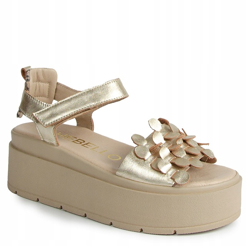 CheBello 4701 Zlaté Kožené Sandály S Ozdobou 38