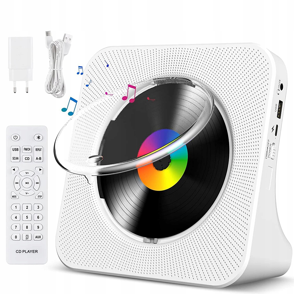 Přenosný CD Přehrávač Vestavěný Stereo Reproduktor Aux Usb Fm Dárek Dálkové Ovládání