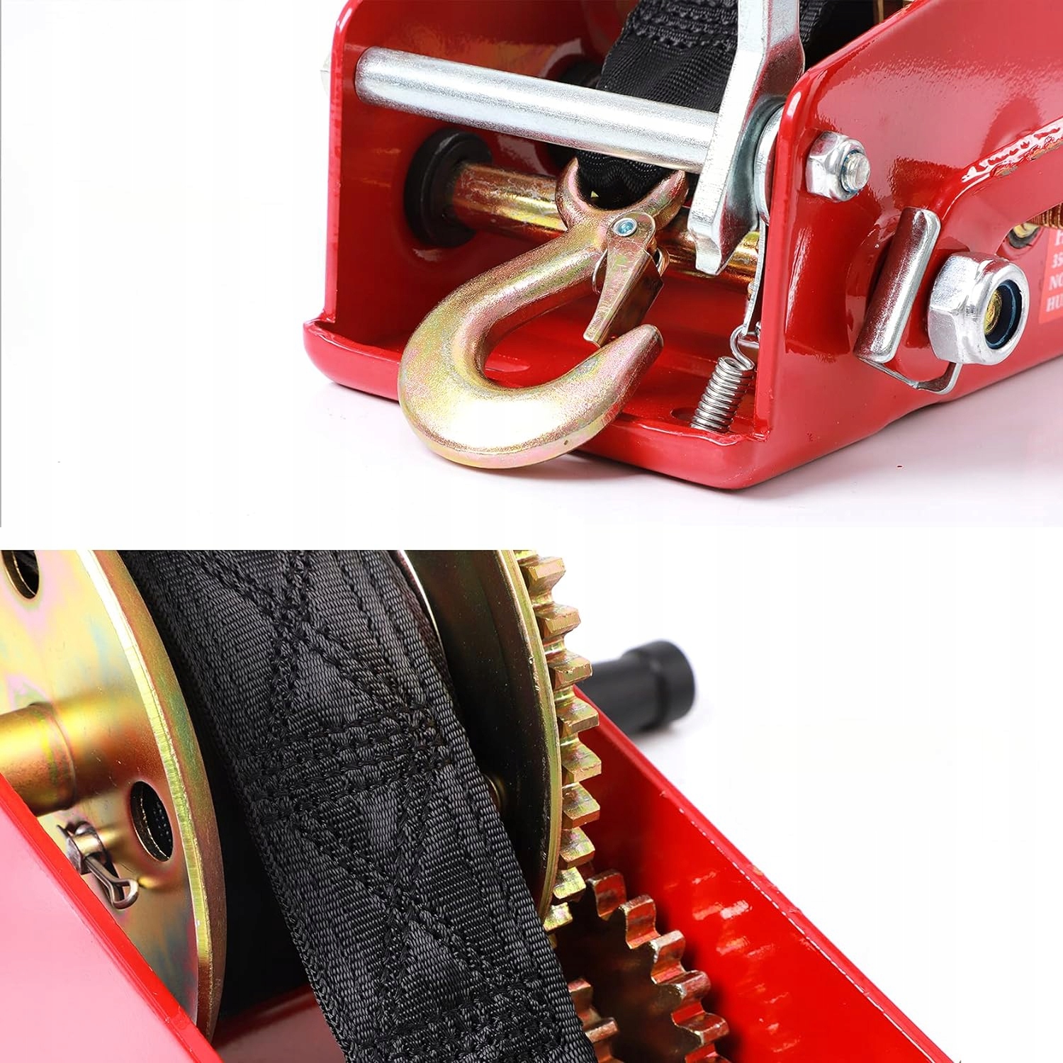 WCIĄGARKA RĘCZNA Z TAŚMĄ 10M WCIĄGARKA RATUNKOWA WYCIĄGARKA CZERWONA Marka inna