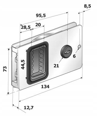 68MF0211050 - ЗАМОК ДЛЯ РАЗДВИЖНЫХ ДВЕРЕЙ ЧЕРНЫЙ