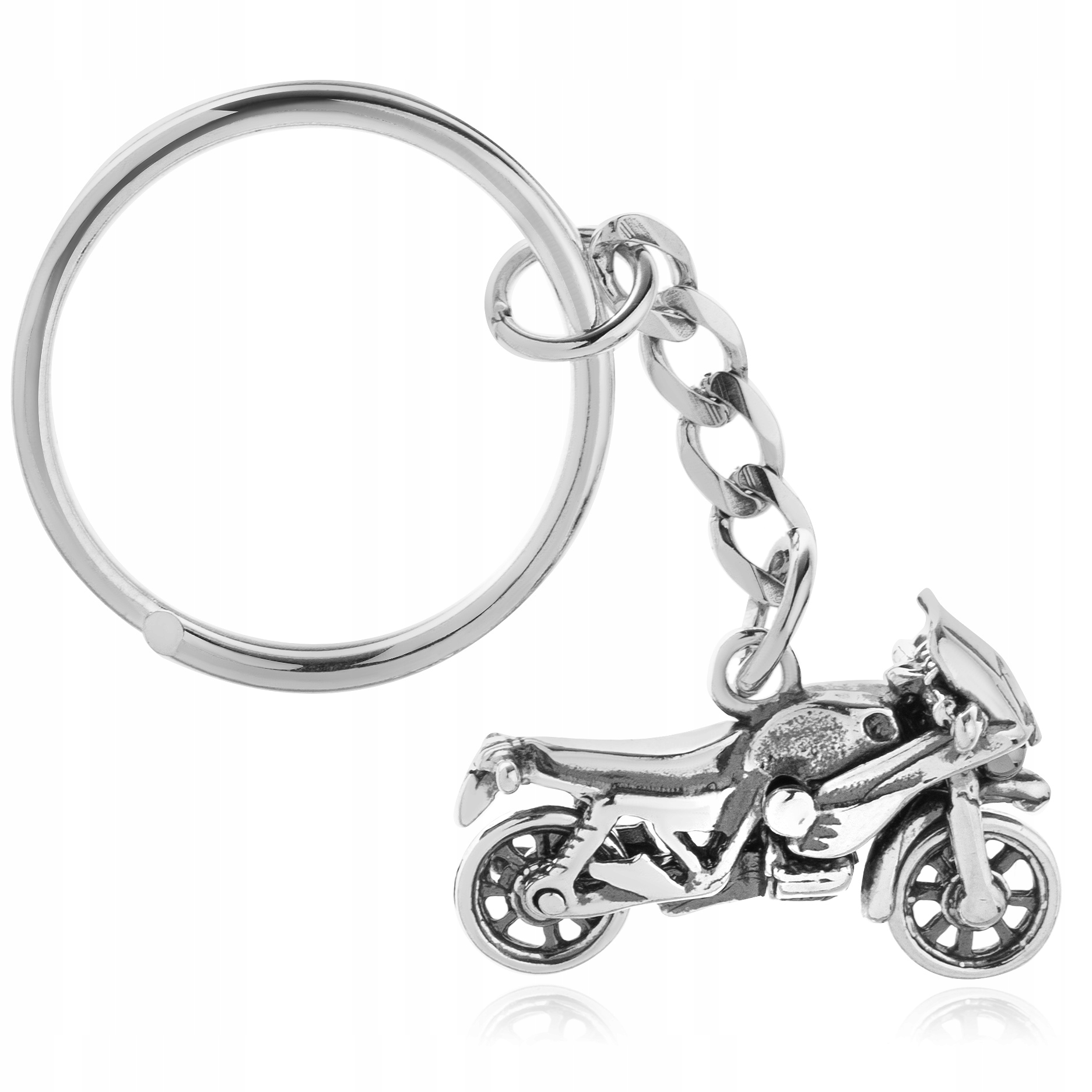 Stříbrný Přívěsek Na Klíče Na Klíče Motor Motocykl Stříbro 925 Oxidovaný Ze Stříbra