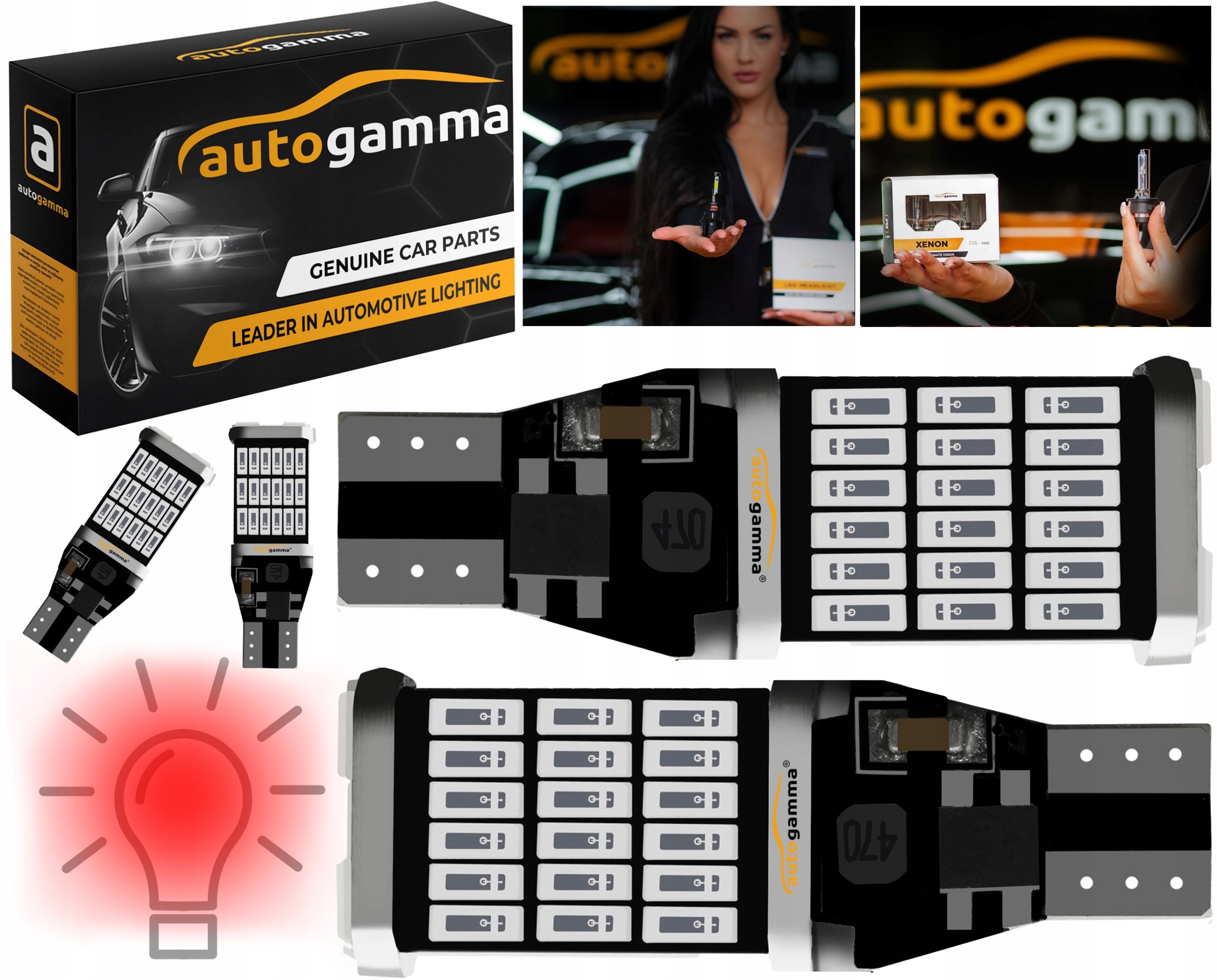 Żarówki Samochodowe W16W 4014 T15 Led 45xLED Premium Czerwone 2 szt