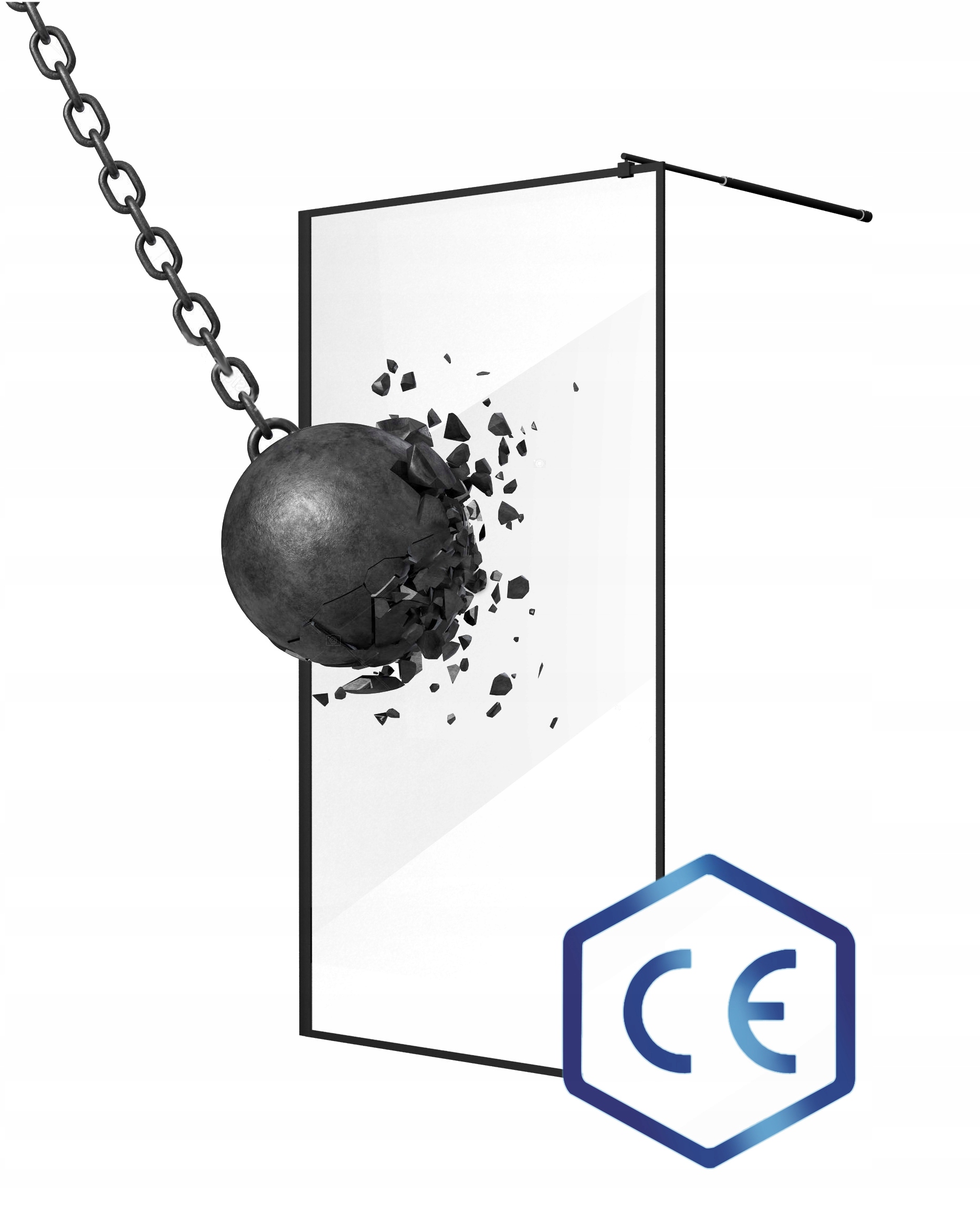 ŚCIANKA SZYBA PRYSZNICOWA WALK-IN 100 CM CHROM DRZWI KABINA SZKŁO 8MM ESG Wykończenie szkła przezroczyste