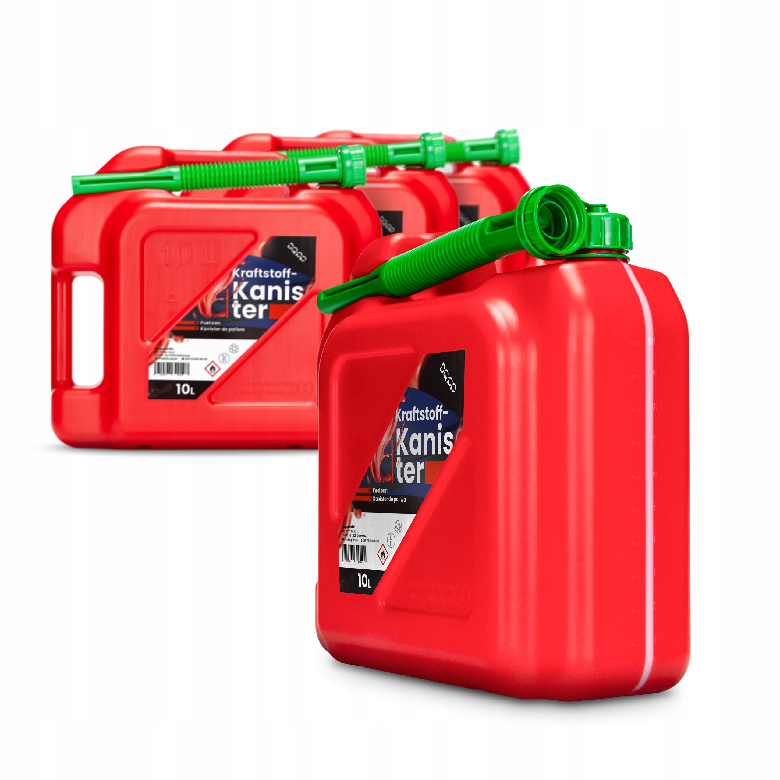 Palivový Kanystr Na Palivo 4 ks Dva Držáky Trychtýř a zátka s Těsněním 10L