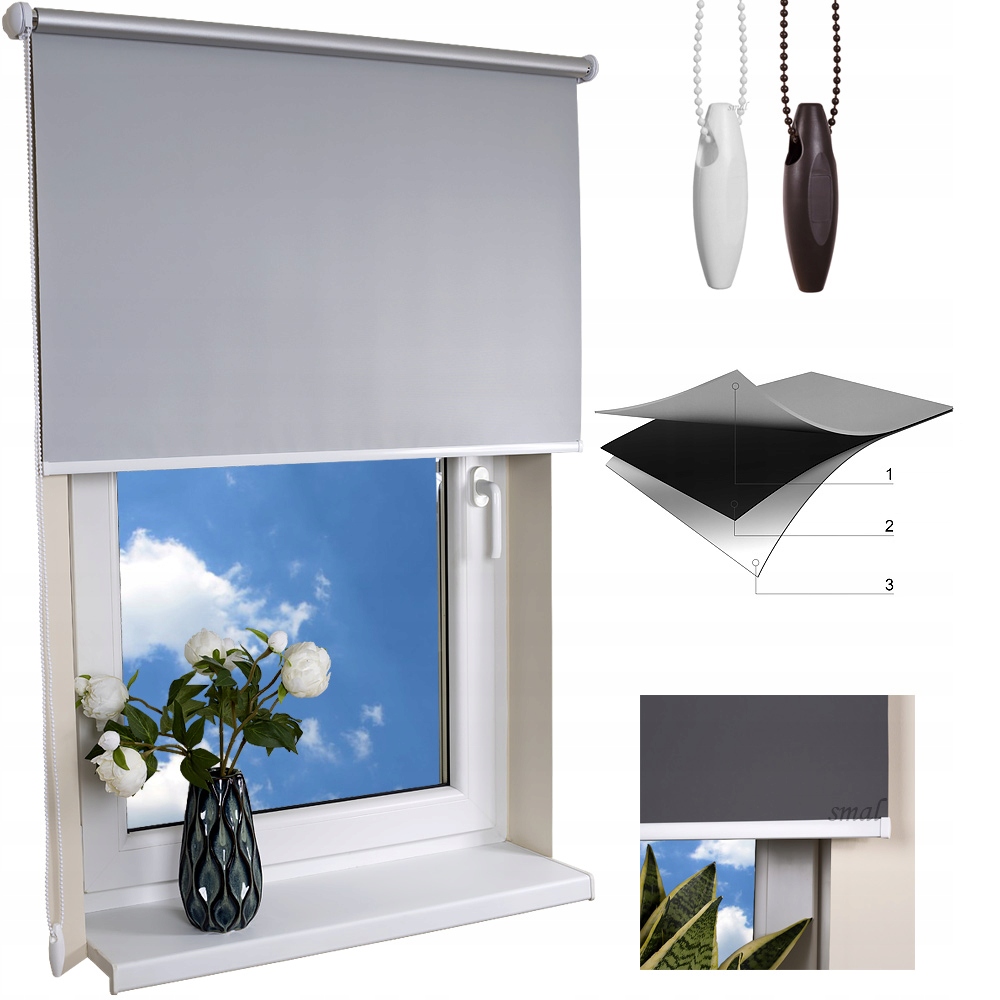 Roleta 140 x 190 cm Zaciemniająca 100% Termiczna wolnowisząca ścienna sufit