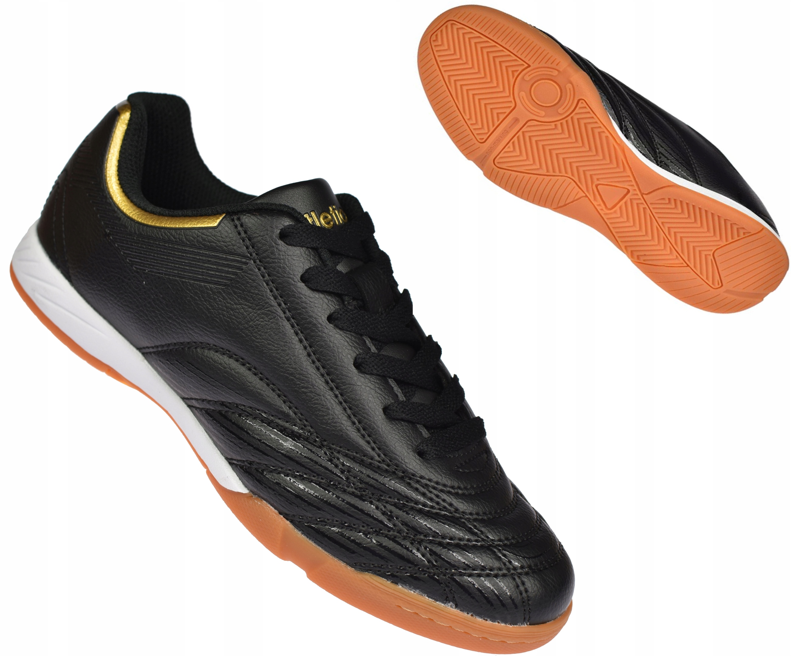 Pánské sportovní halové boty 2524 černo-zlaté, kaučuková podrážka, velikost vel