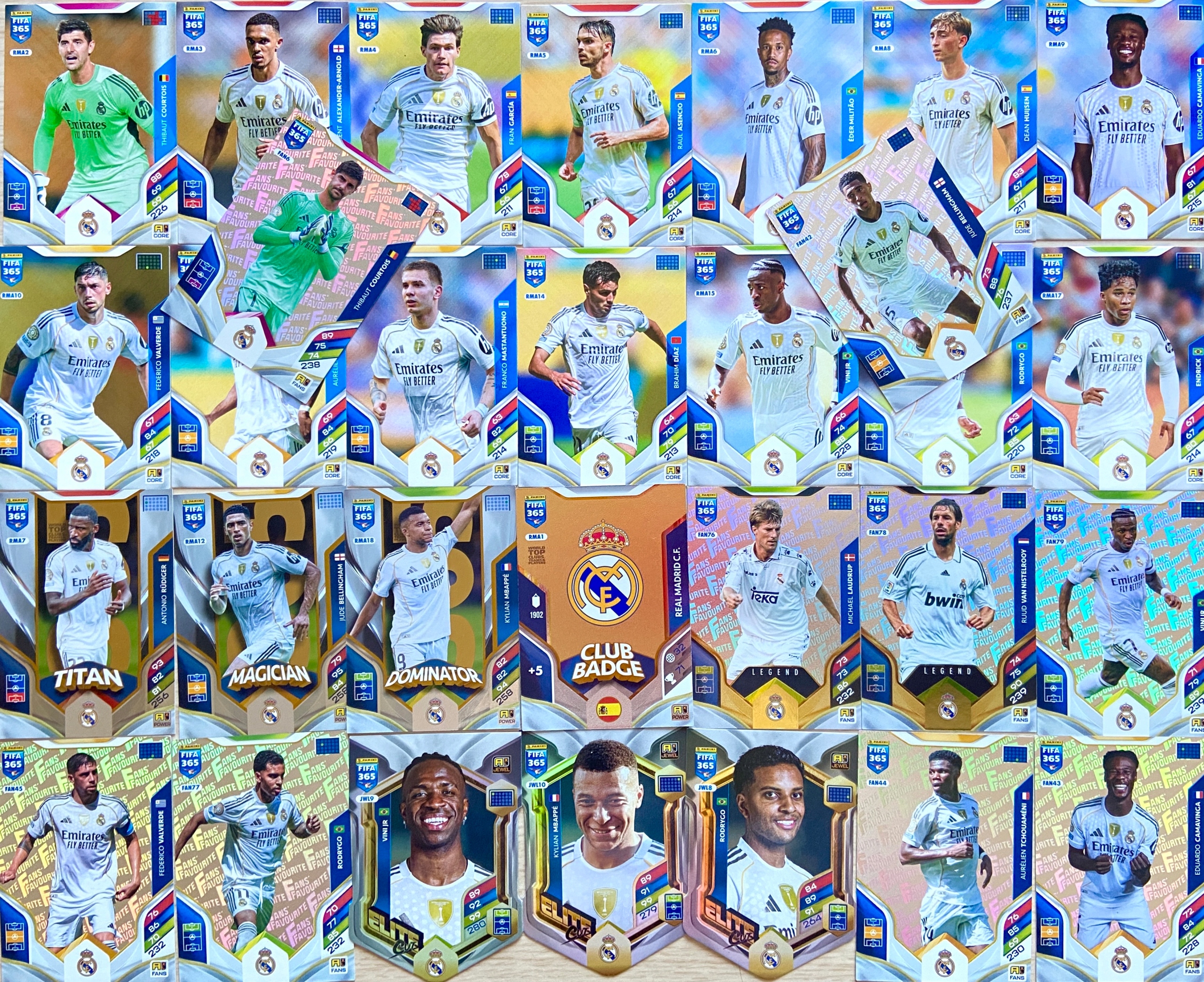Panini Fifa 365 2026 sada 30 karet Real Madrid Mbappe Bellingham Vini