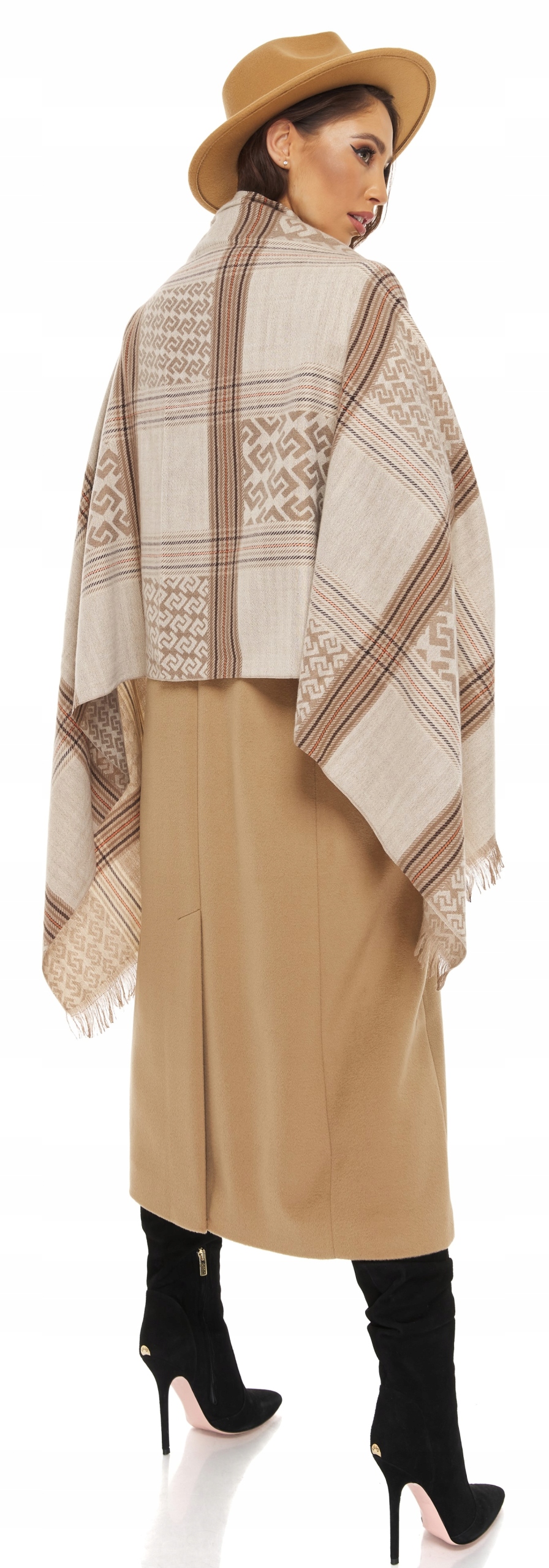 KAPELUSZ DAMSKI FILCOWY CAMELOWY złoty łańcuszek Materiał dominujący inny