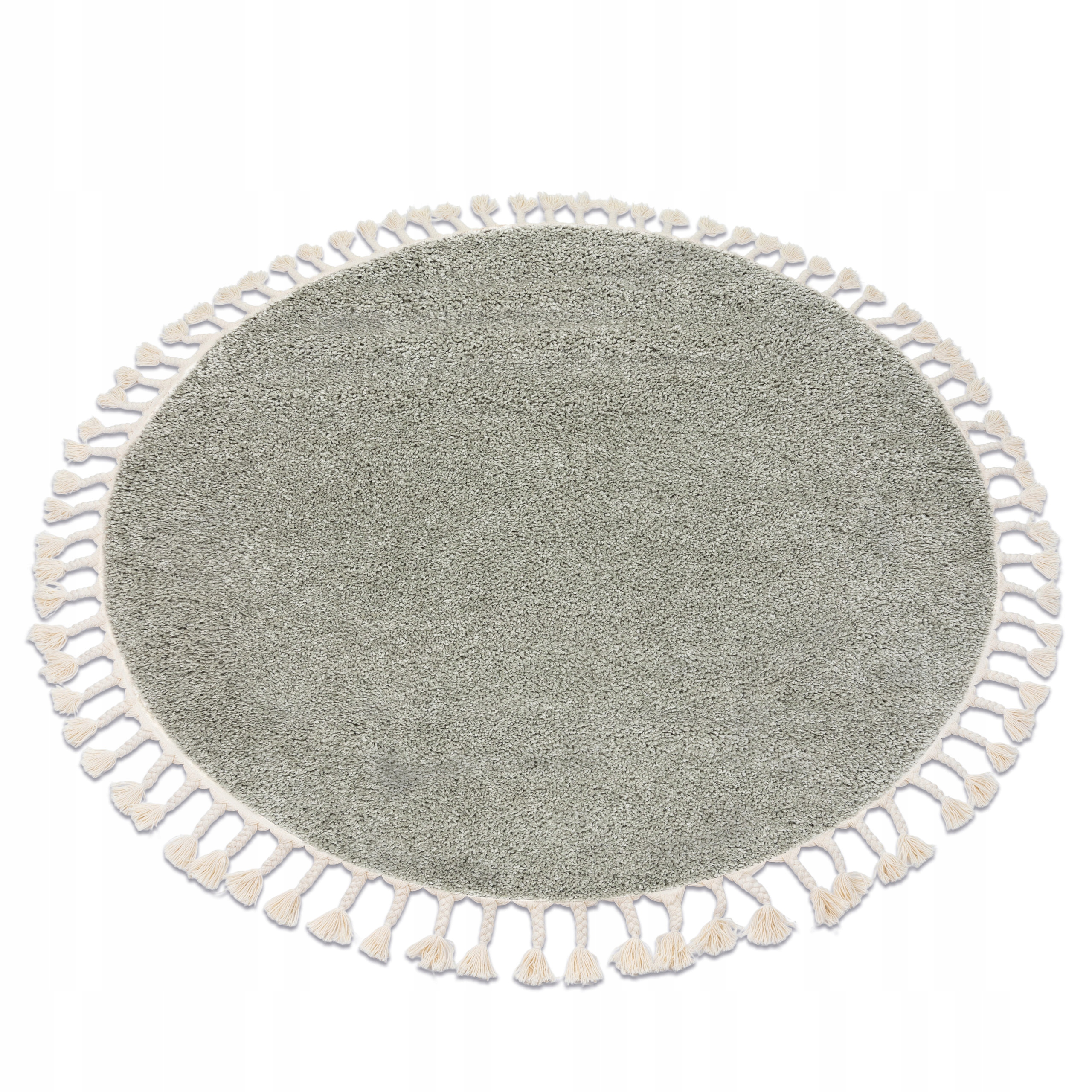 Dywan Maroko Frędzle Shaggy Jednolity zielony oliwkowy koło 120 cm