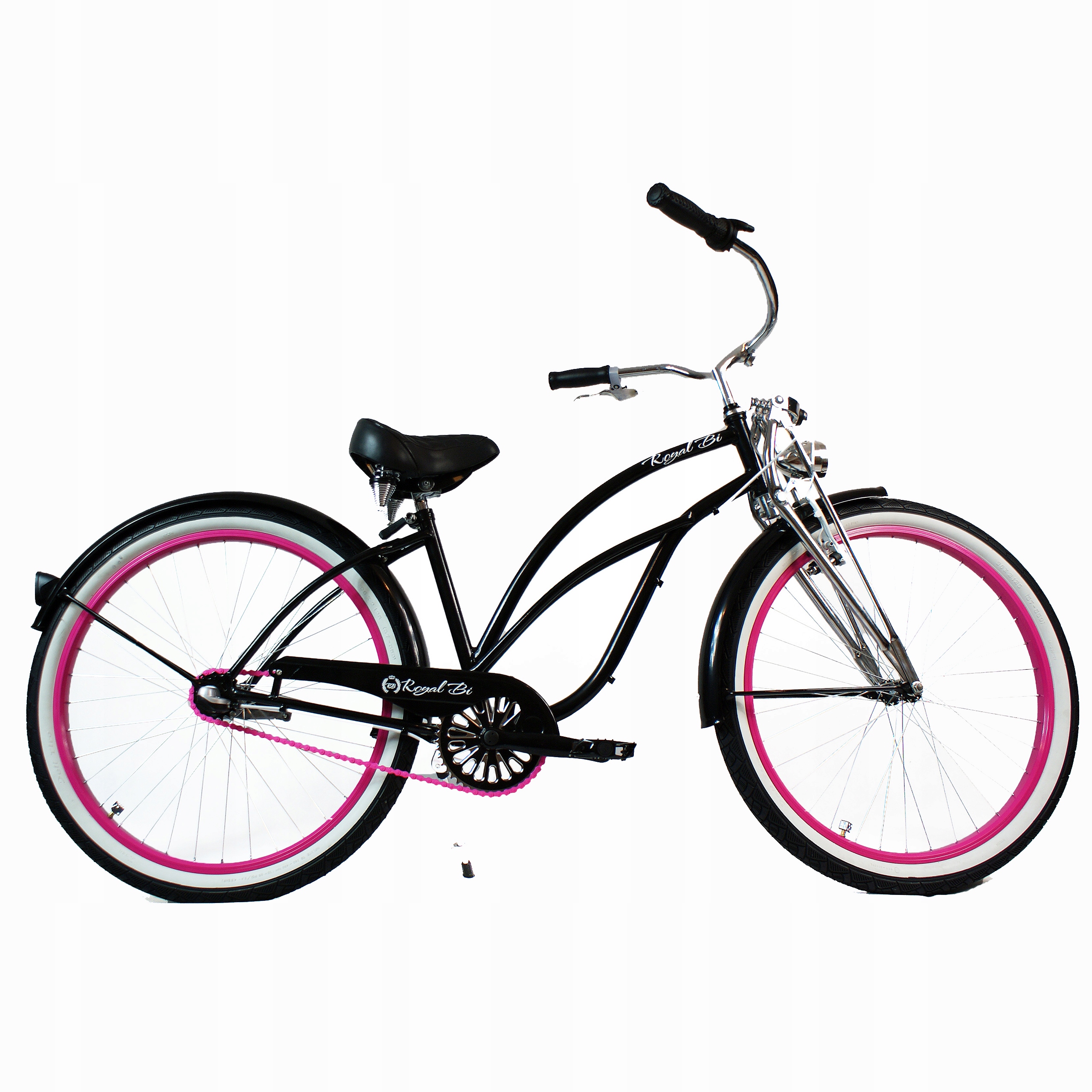 Rower beach Cruiser damski 26 Lady Springer czarny biegi różowy Royalbi