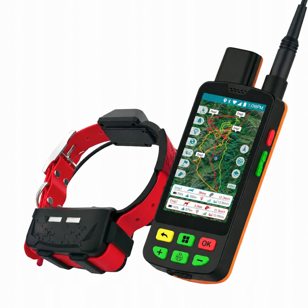 Gps lokátor eSEEK – bez omezeného dosahu VHF+4G Červený obojek